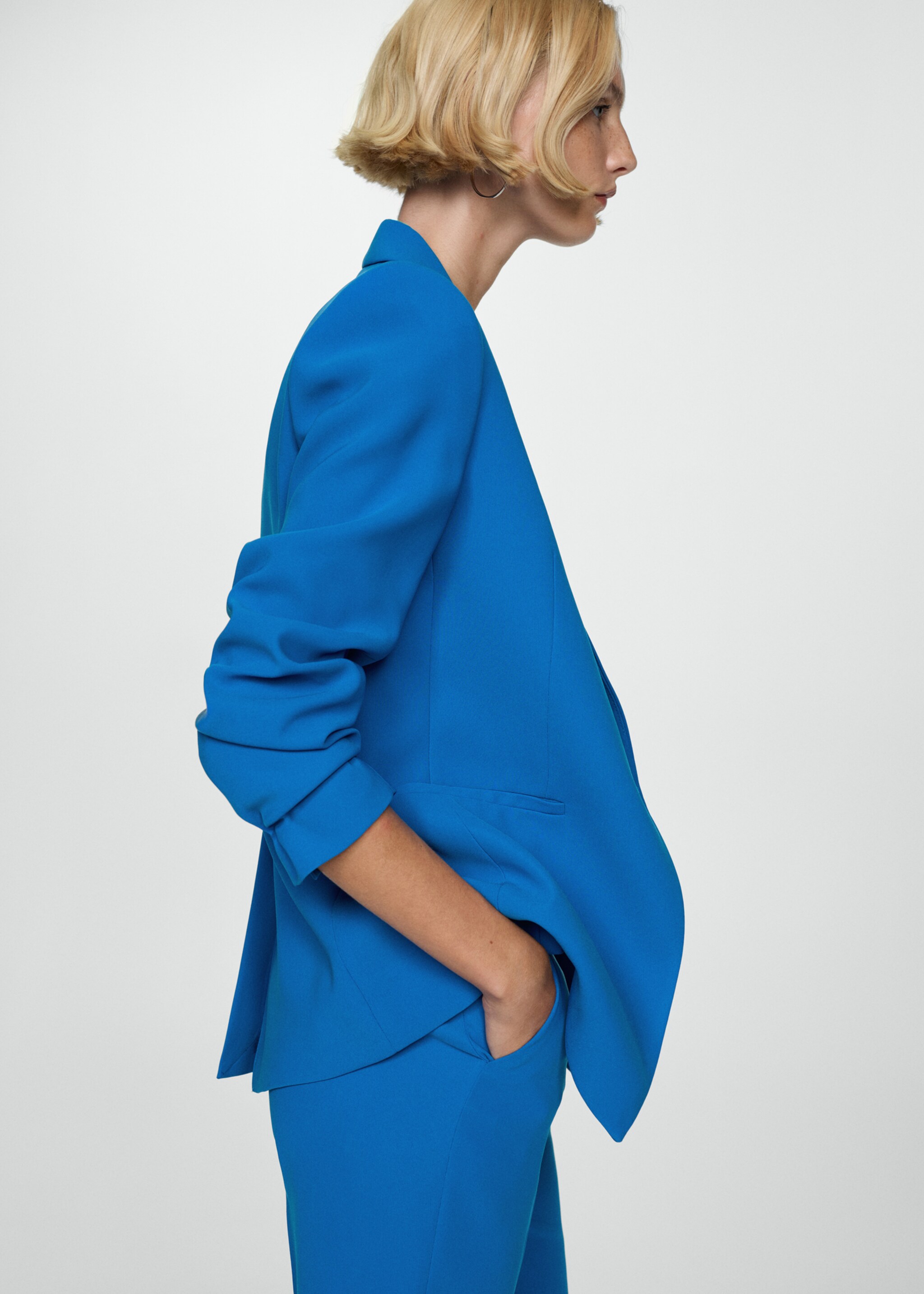 Straight-fit suit jacket - Medium plane, Blue. Ref: 77014769-00.