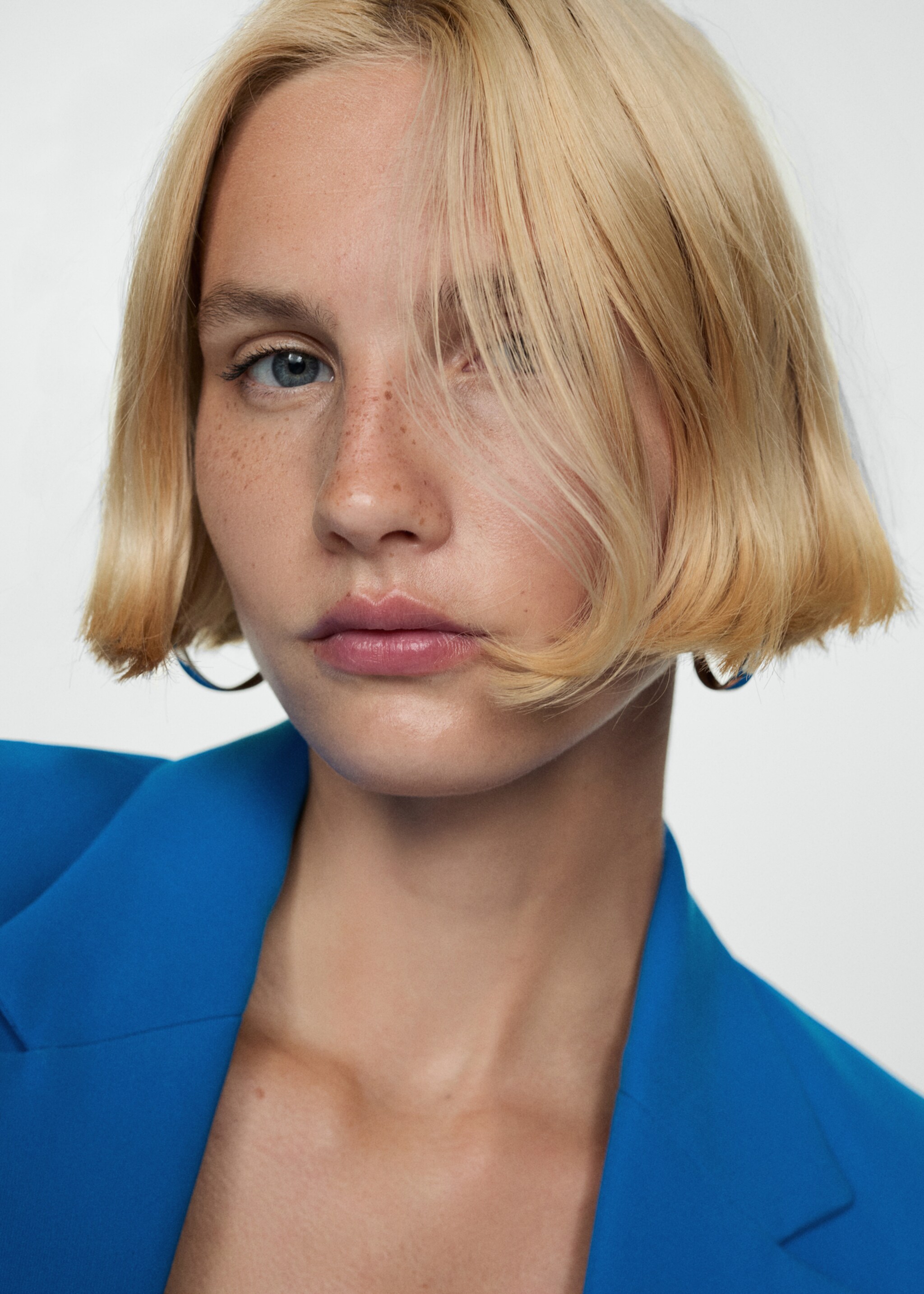 Straight-fit suit jacket - Details of the article 1, Blue. Ref: 77014769-00.