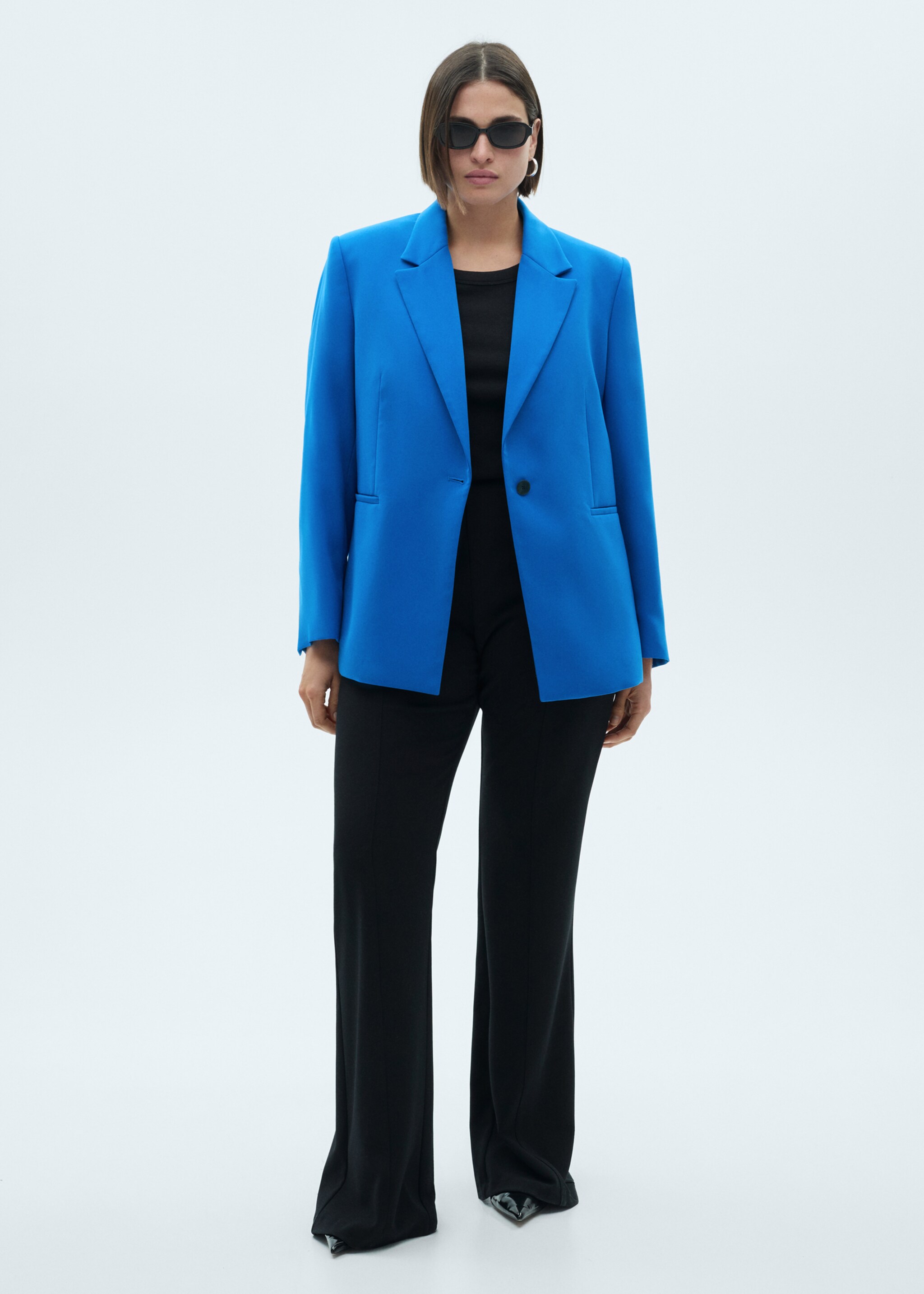 Straight-fit suit jacket - Details of the article 3, Blue. Ref: 77014769-00.