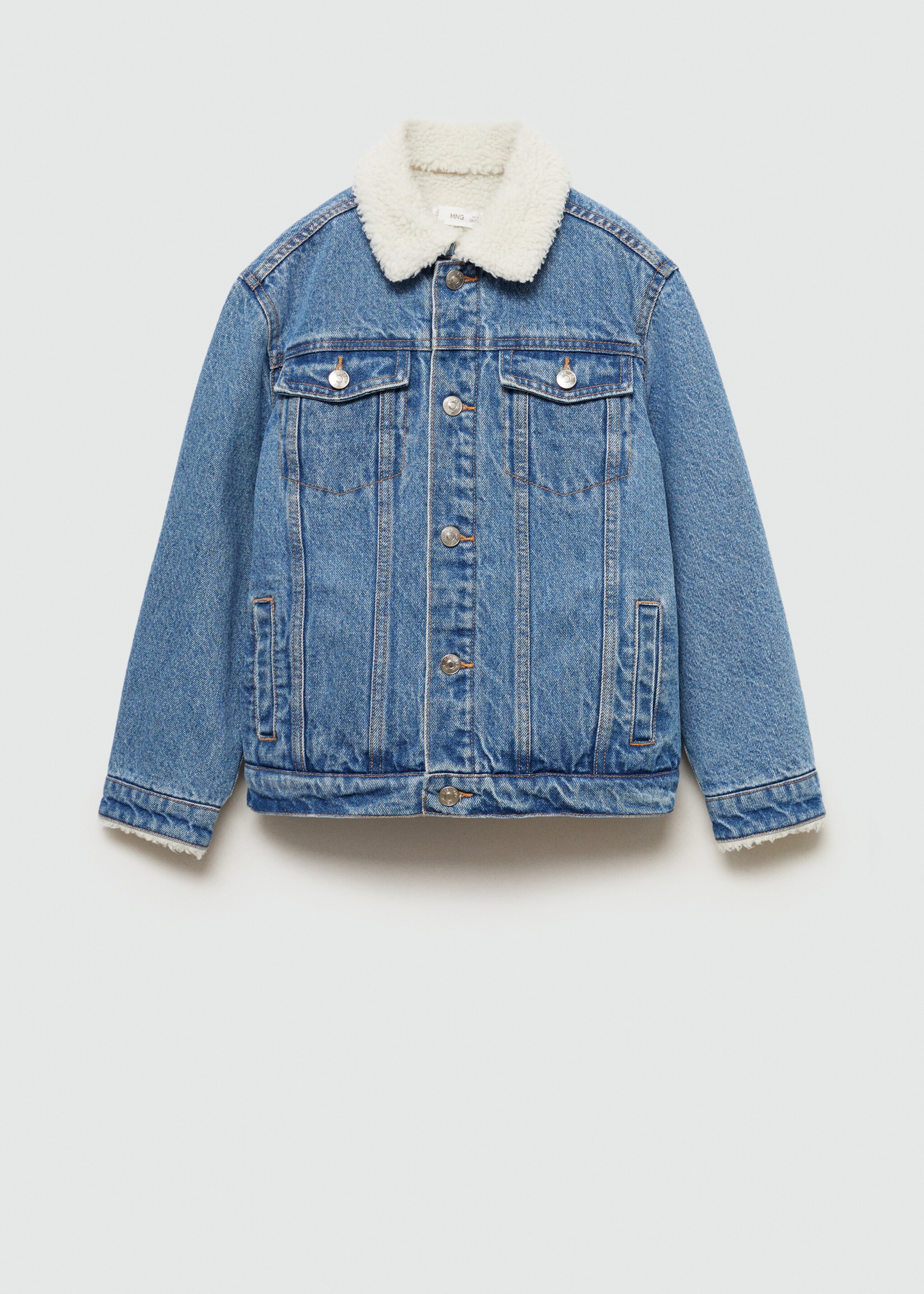 Shearling denim jacket - Article without model, Medium Blue. Ref: 77014774-00.