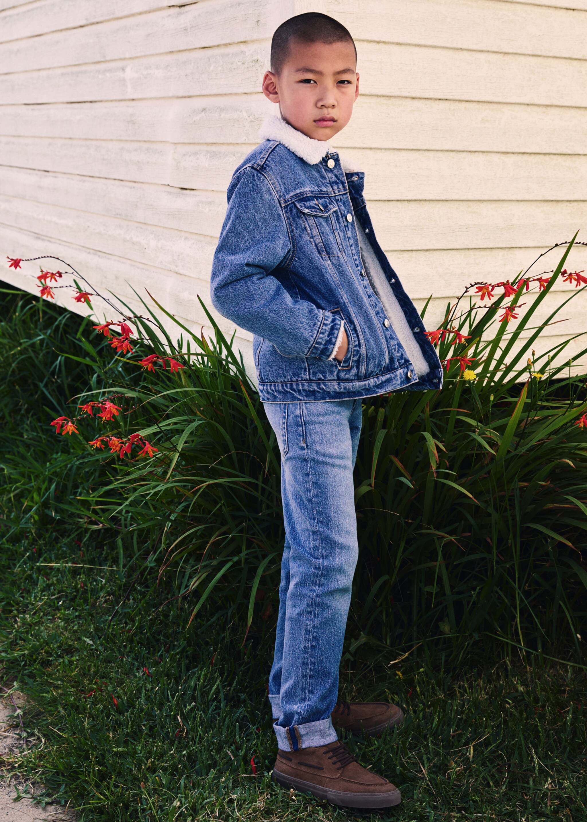 Shearling denim jacket - Details of the article 5, Medium Blue. Ref: 77014774-00.