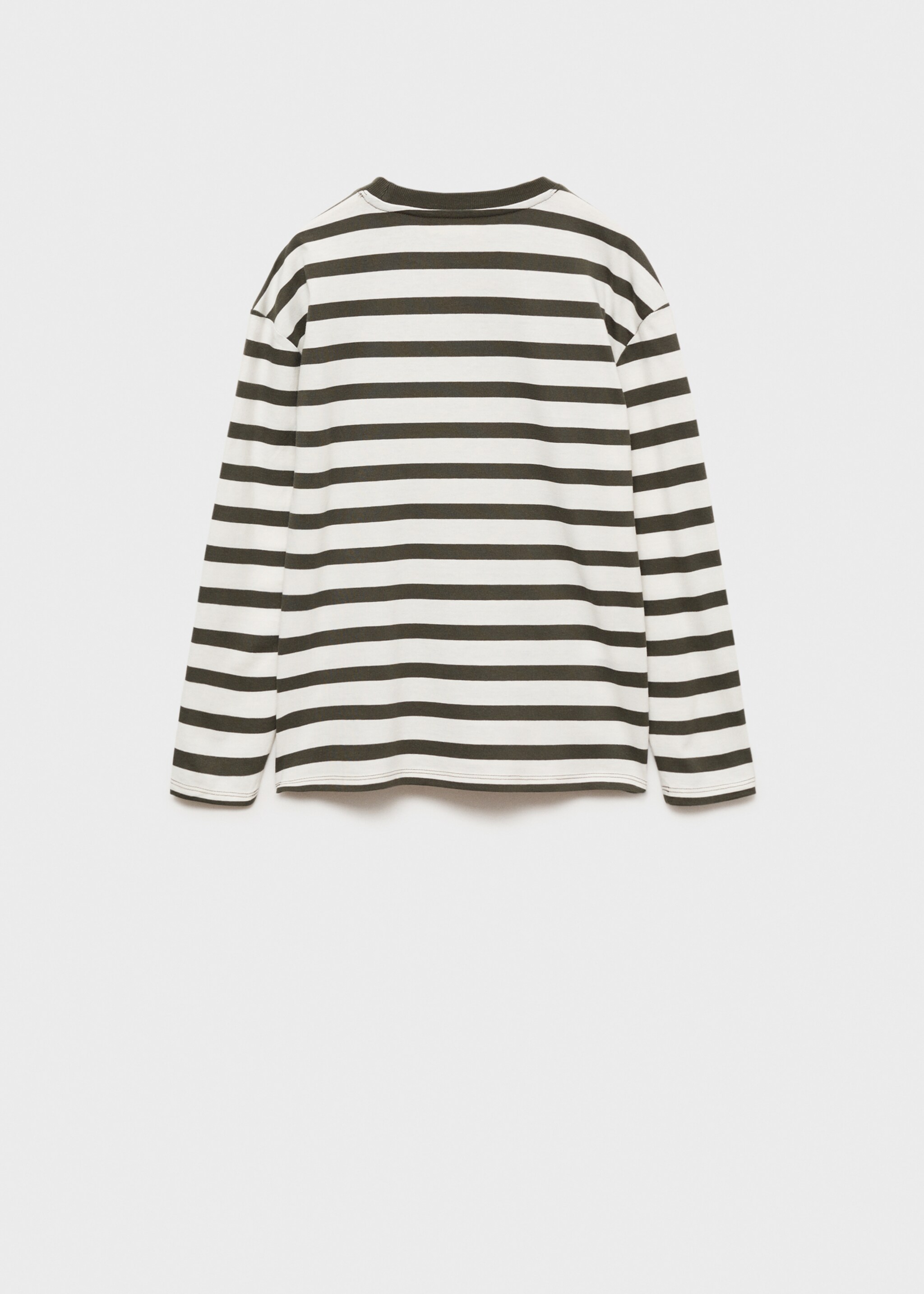 Striped long sleeves t-shirt - Reverse of the article, Khaki. Ref: 77014778-00.