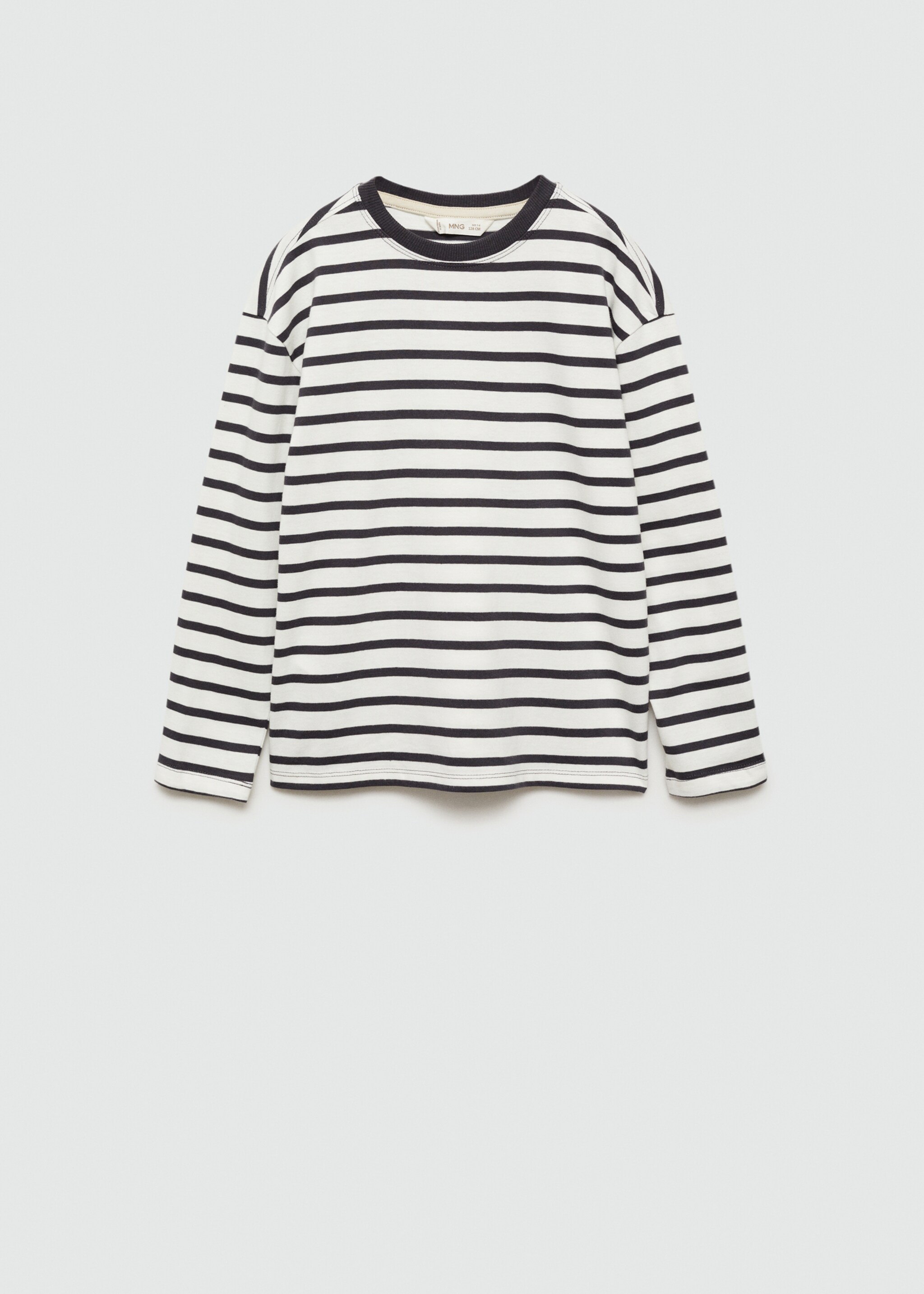 Striped long sleeves t-shirt - Article without model, Charcoal. Ref: 77014778-00.