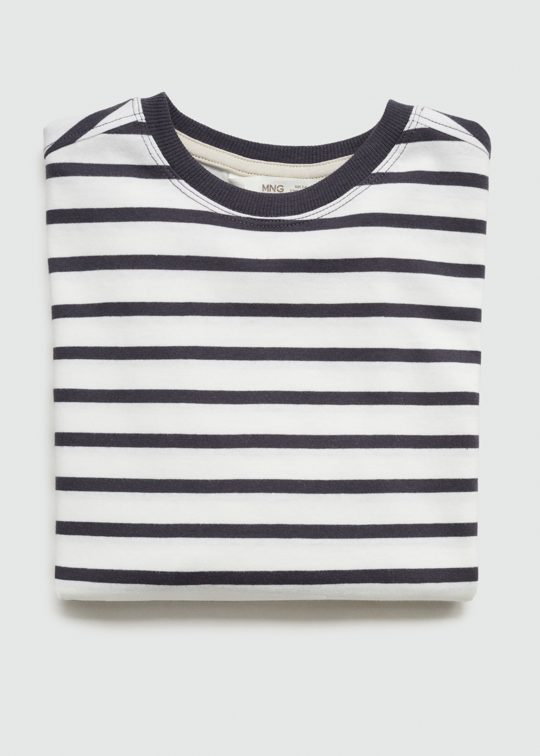 Striped long sleeves t-shirt - Details of the article 8, Charcoal. Ref: 77014778-00.