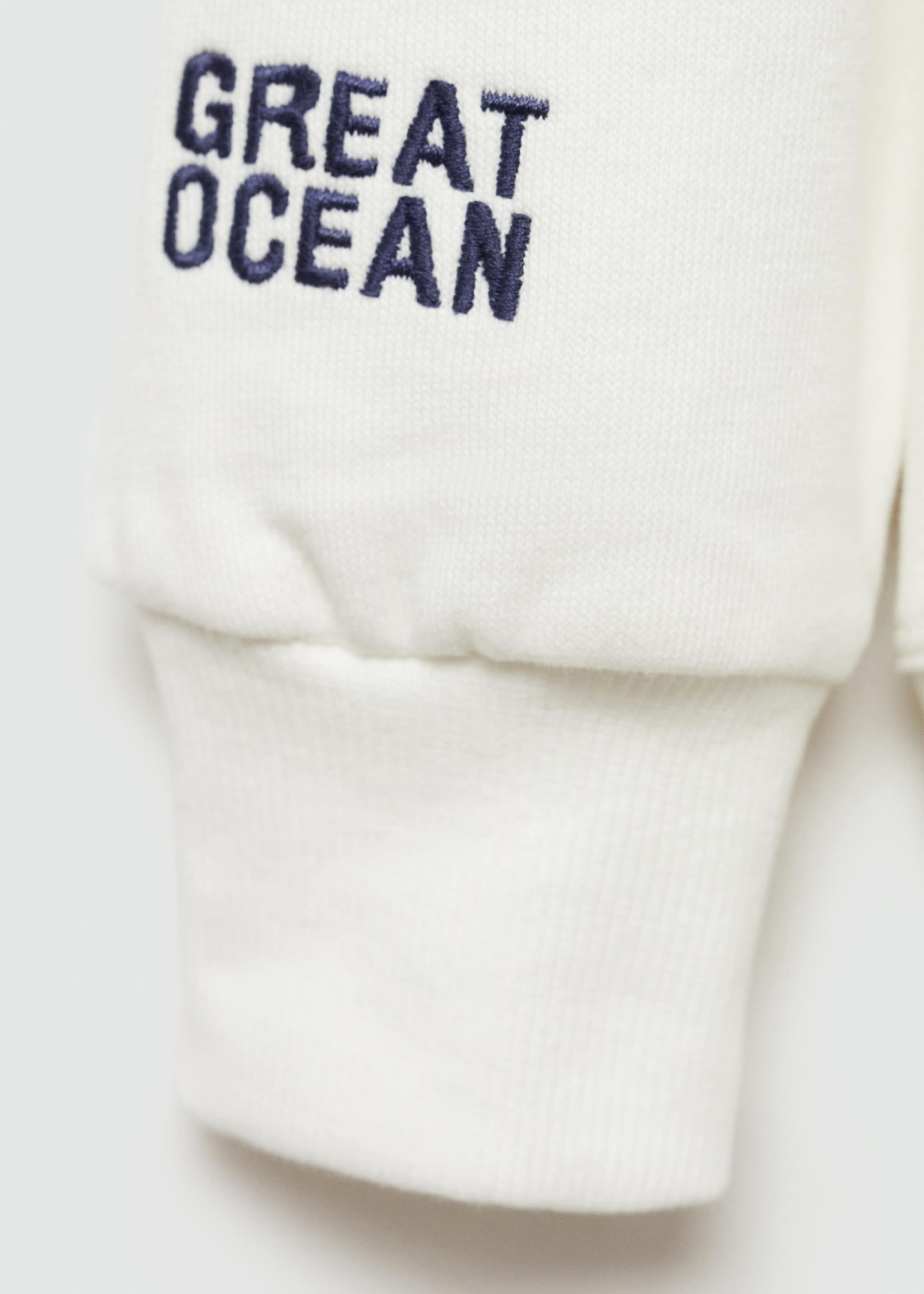 Katoenen sweatshirt met geborduurd detail - Detail van het artikel 0, Gebroken wit. Ref: 77014779-00.