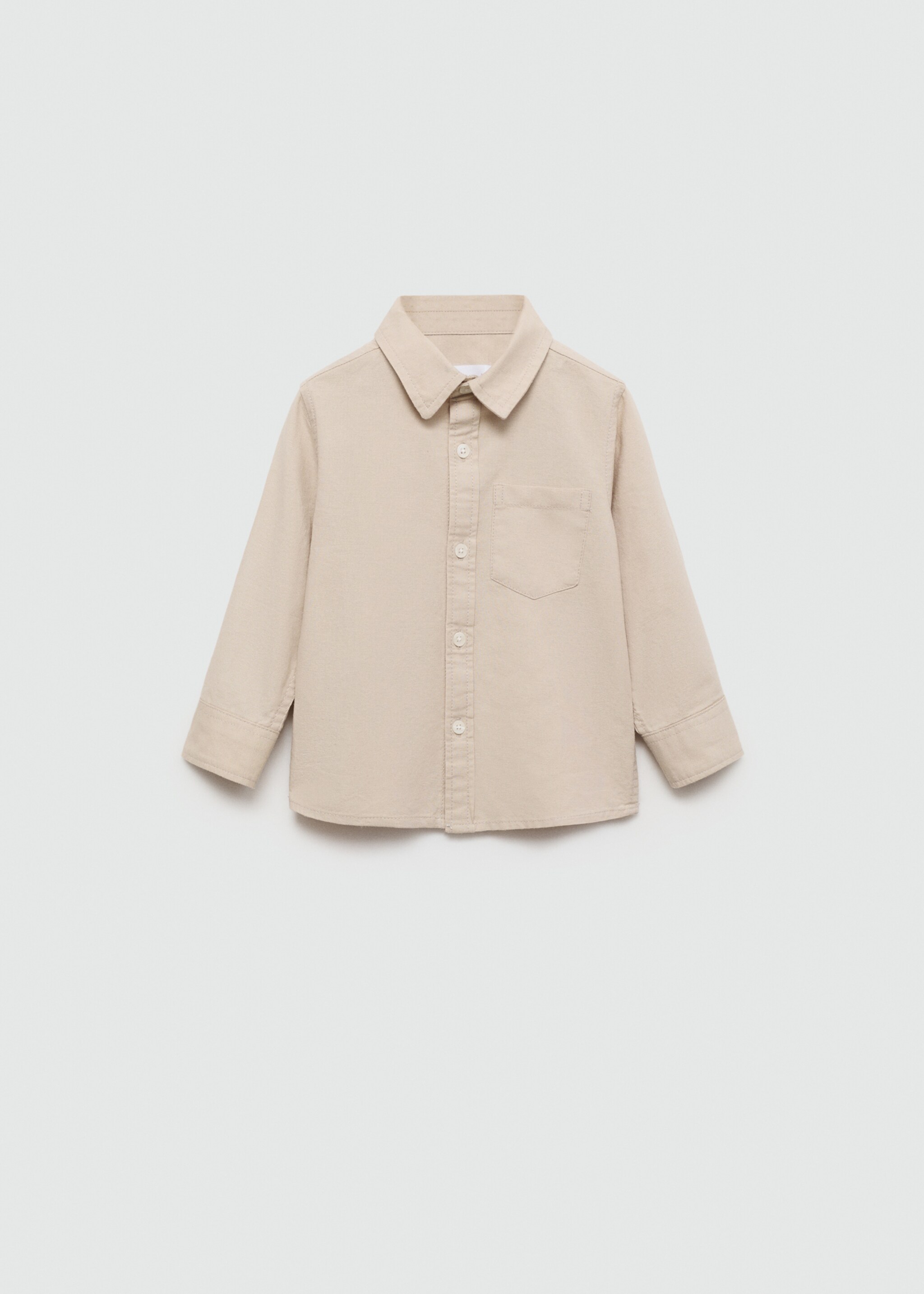 Chest-pocket cotton shirt - Article without model, Ivory White. Ref: 77014781-00.