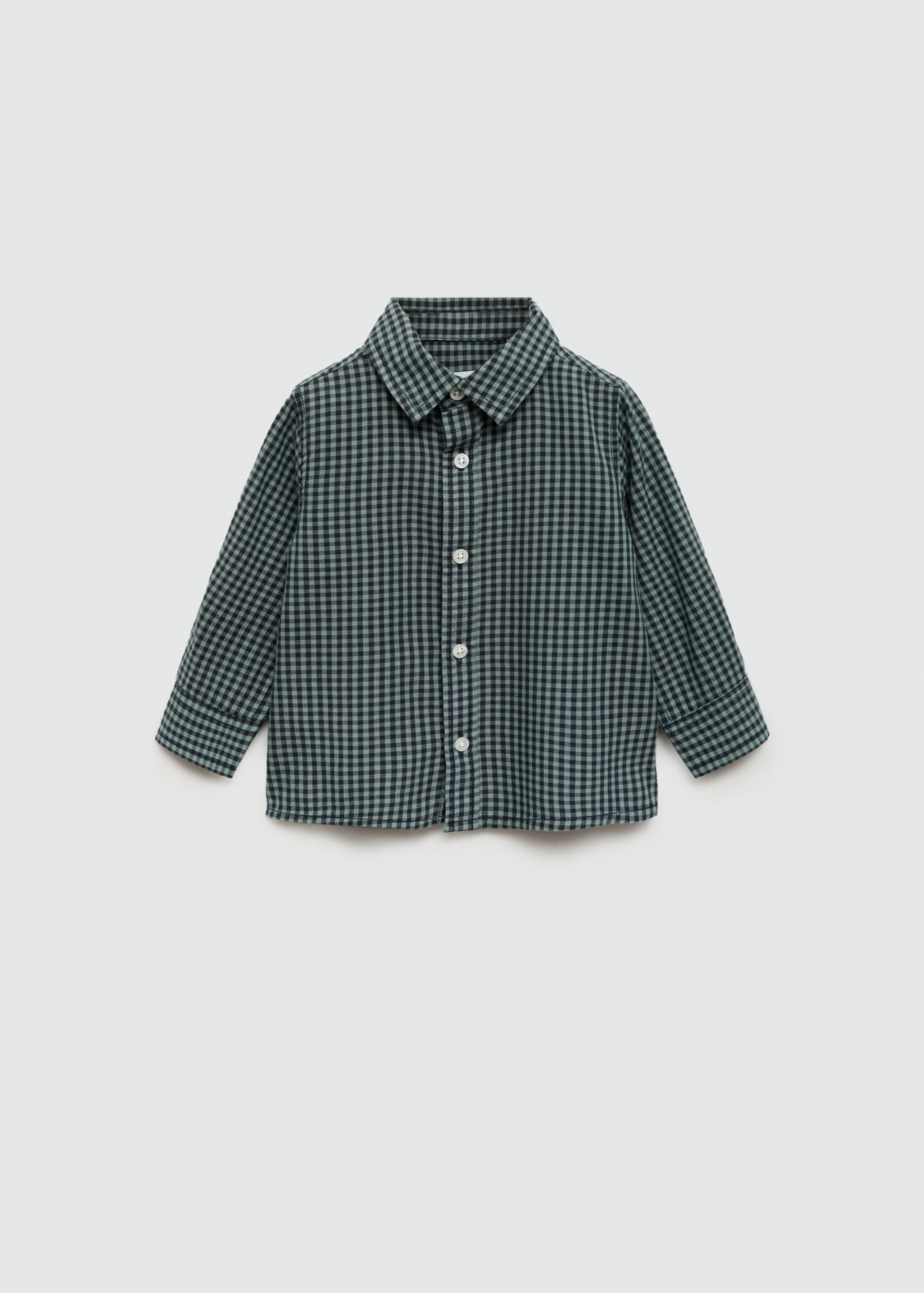 Gingham check shirt - Article without model, Green. Ref: 77014782-00.
