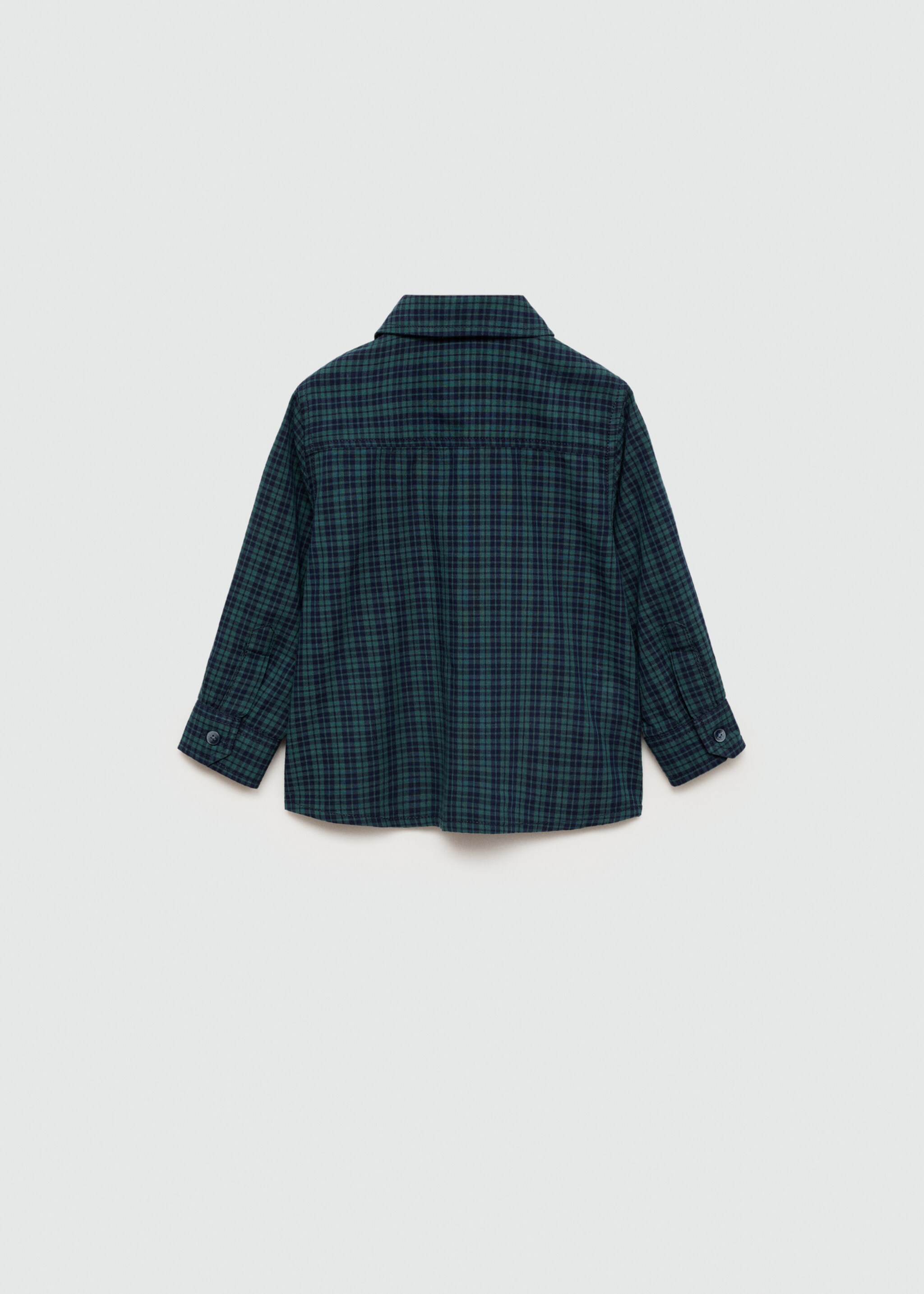 Camisa algodón cuadros - Reverso del artículo, Verde oscuro. Ref: 77014783-00.