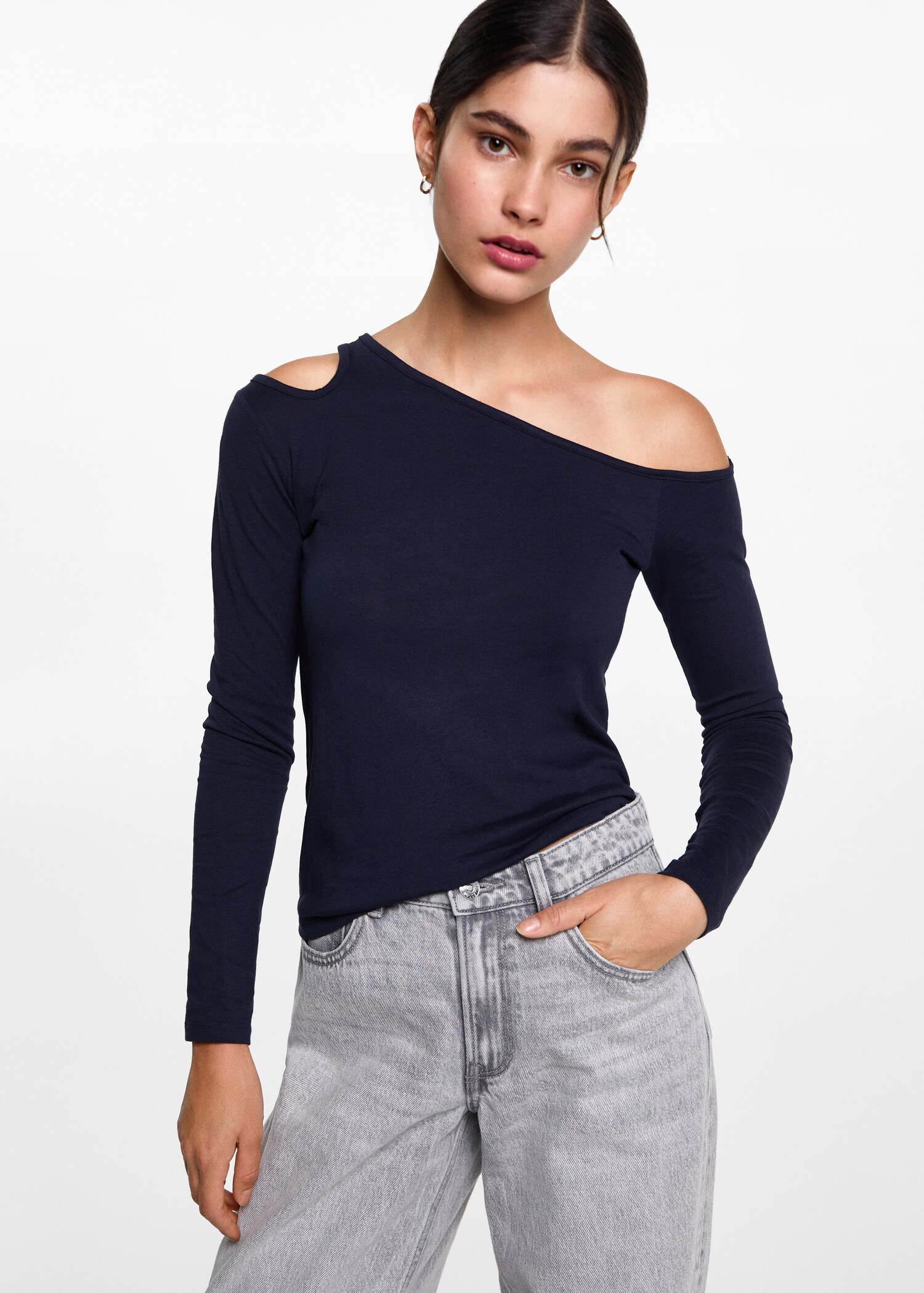 Asymmetric cotton T-shirt - Medium plane