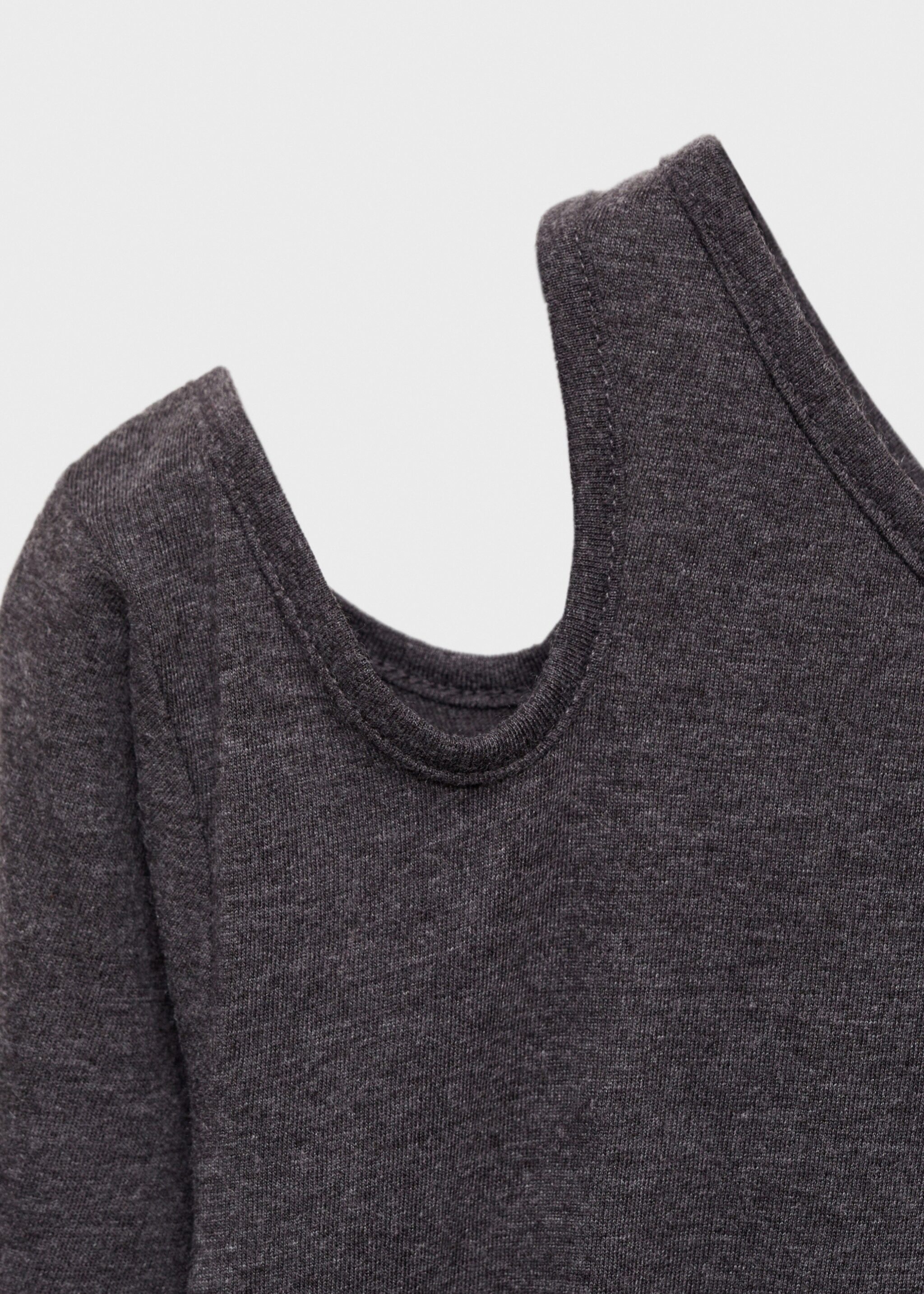 Asymmetric cotton T-shirt - Details of the article 8, Grey. Ref: 77014785-00.