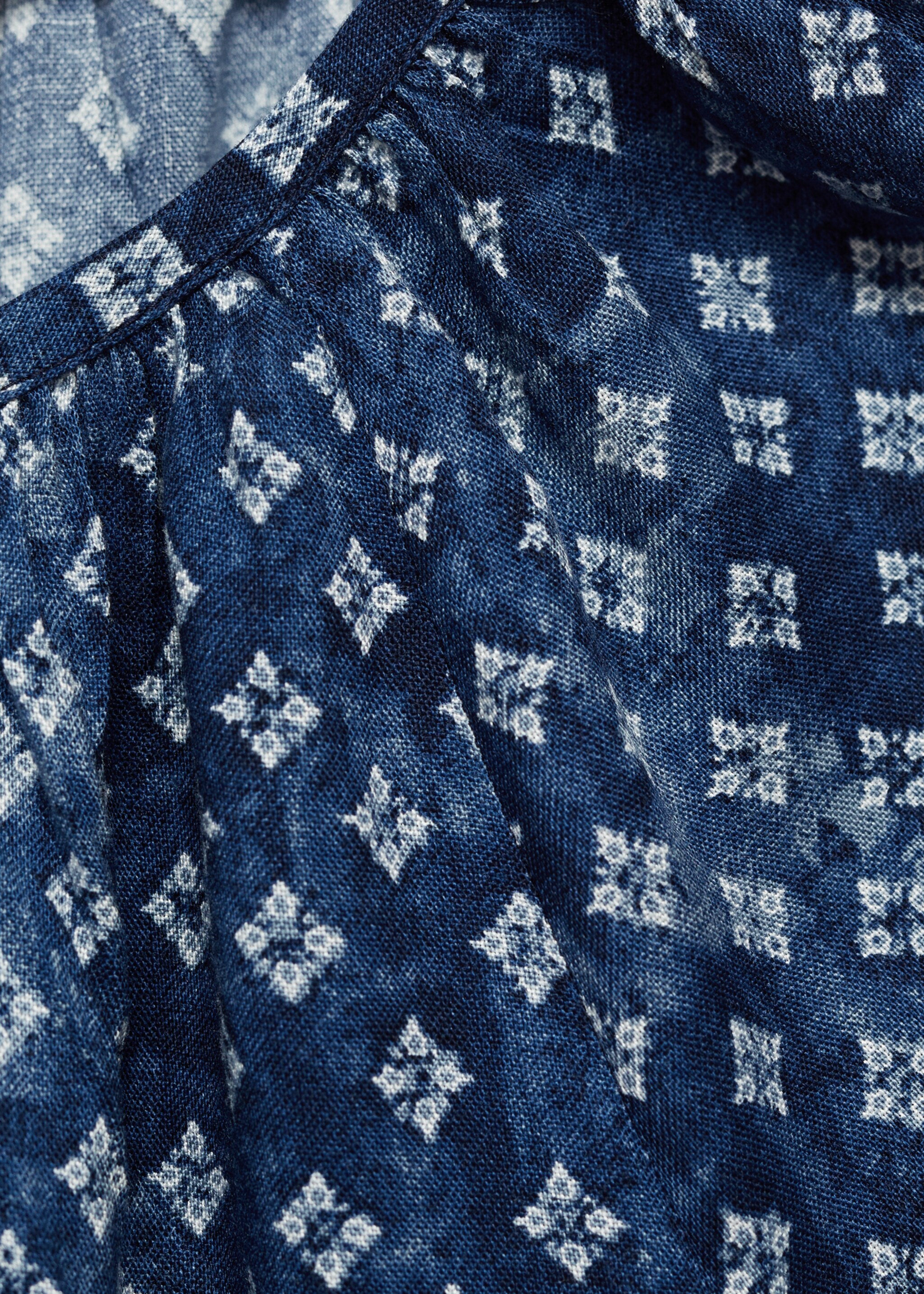 Ruched printed blouse - Details of the article 0, Dark Navy. Ref: 77014788-00.
