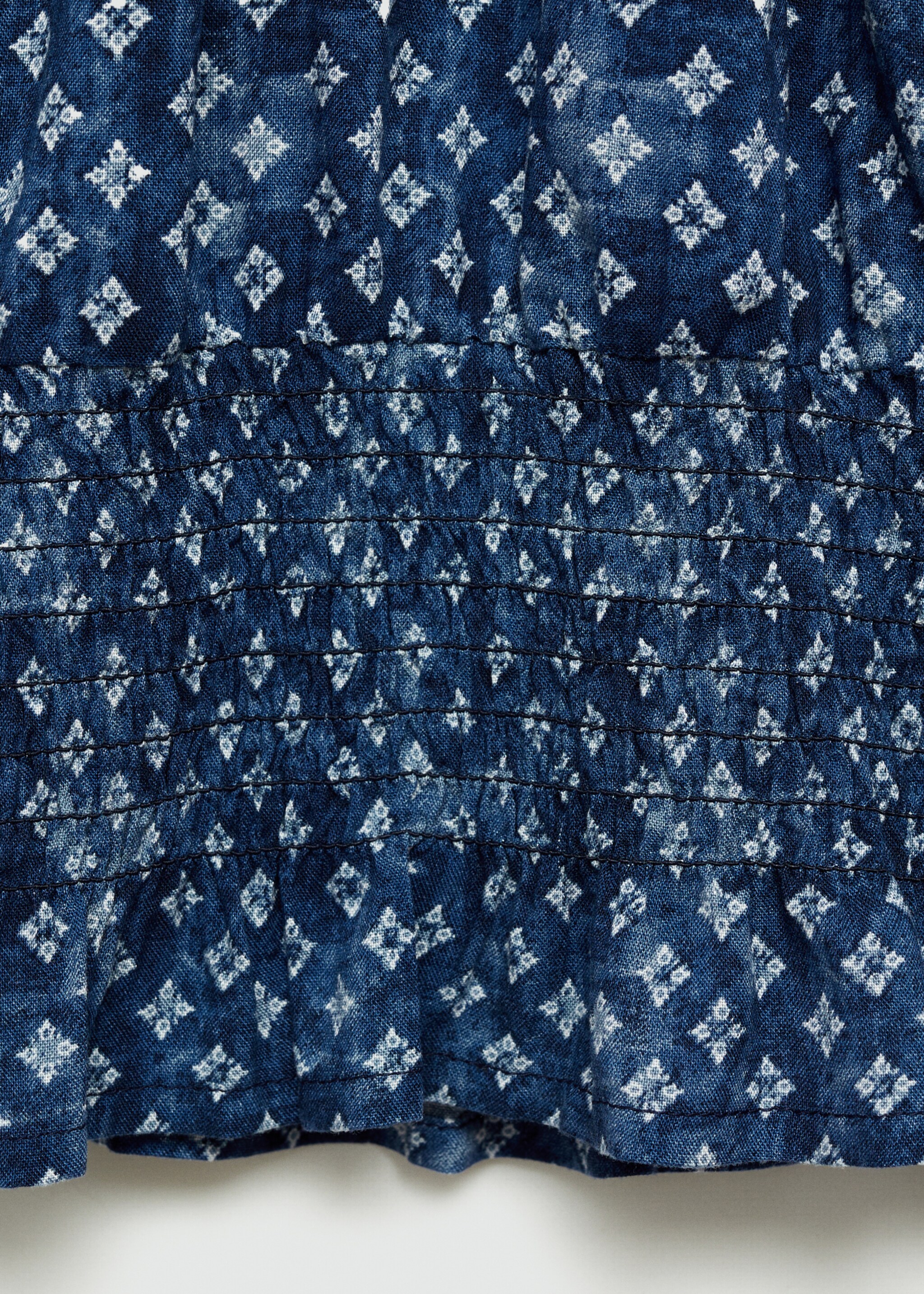 Ruched printed blouse - Details of the article 8, Dark Navy. Ref: 77014788-00.