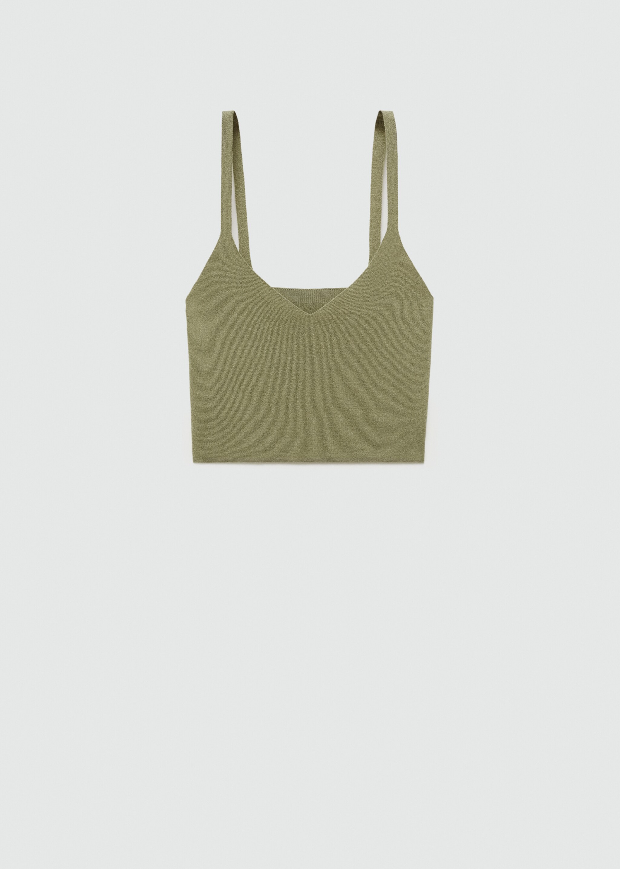 Knitted cropped top - Article without model, Khaki. Ref: 77014792-00.