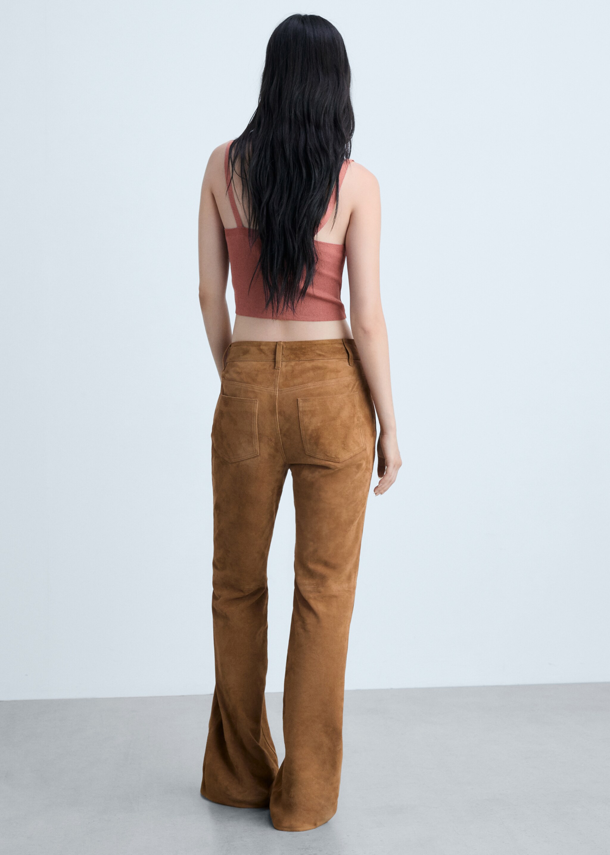 Knitted cropped top - Reverse of the article, Pastel Pink. Ref: 77014792-00.