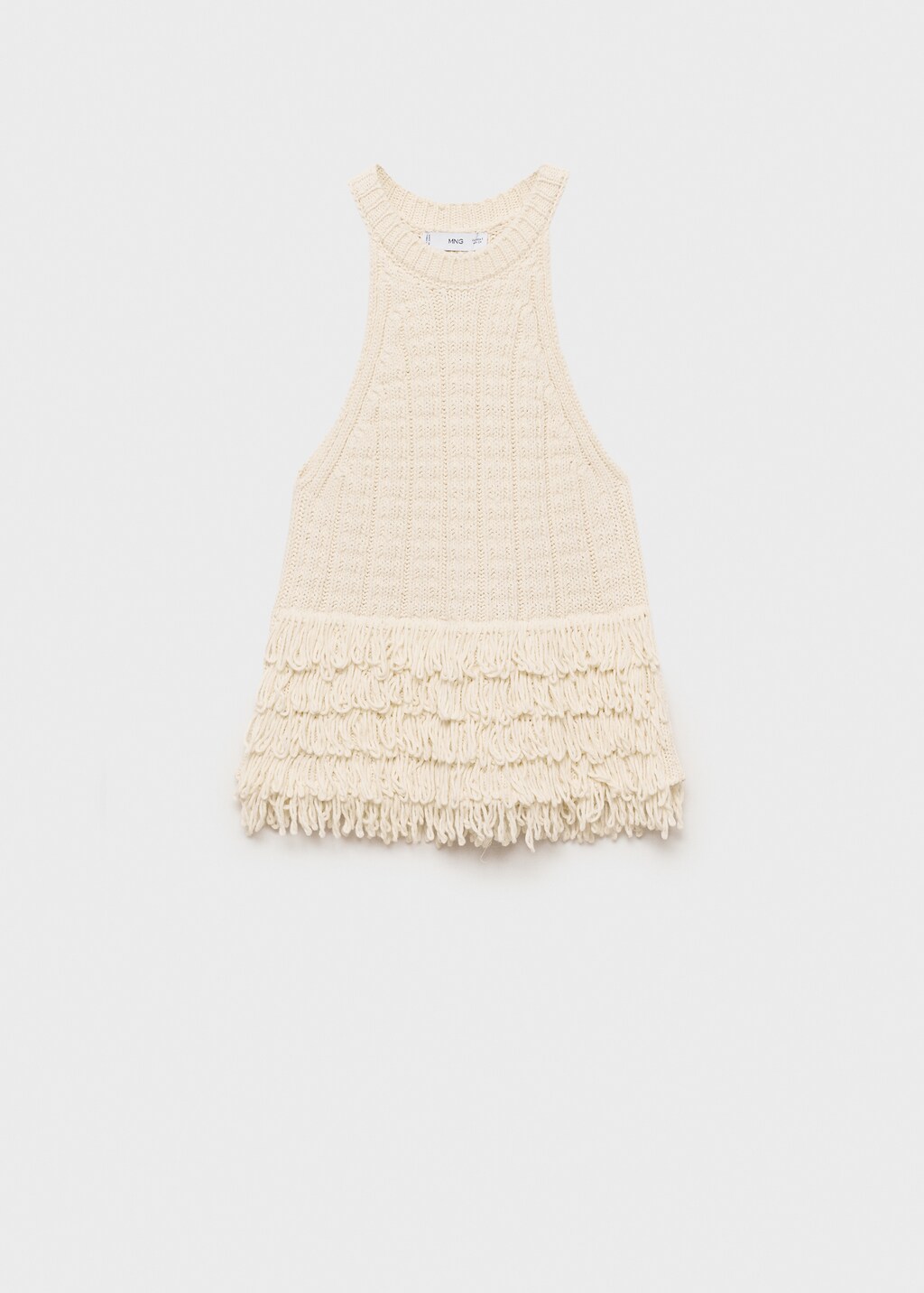 Halter-neck knitted top with fringe detail - Women | MANGO OUTLET USA