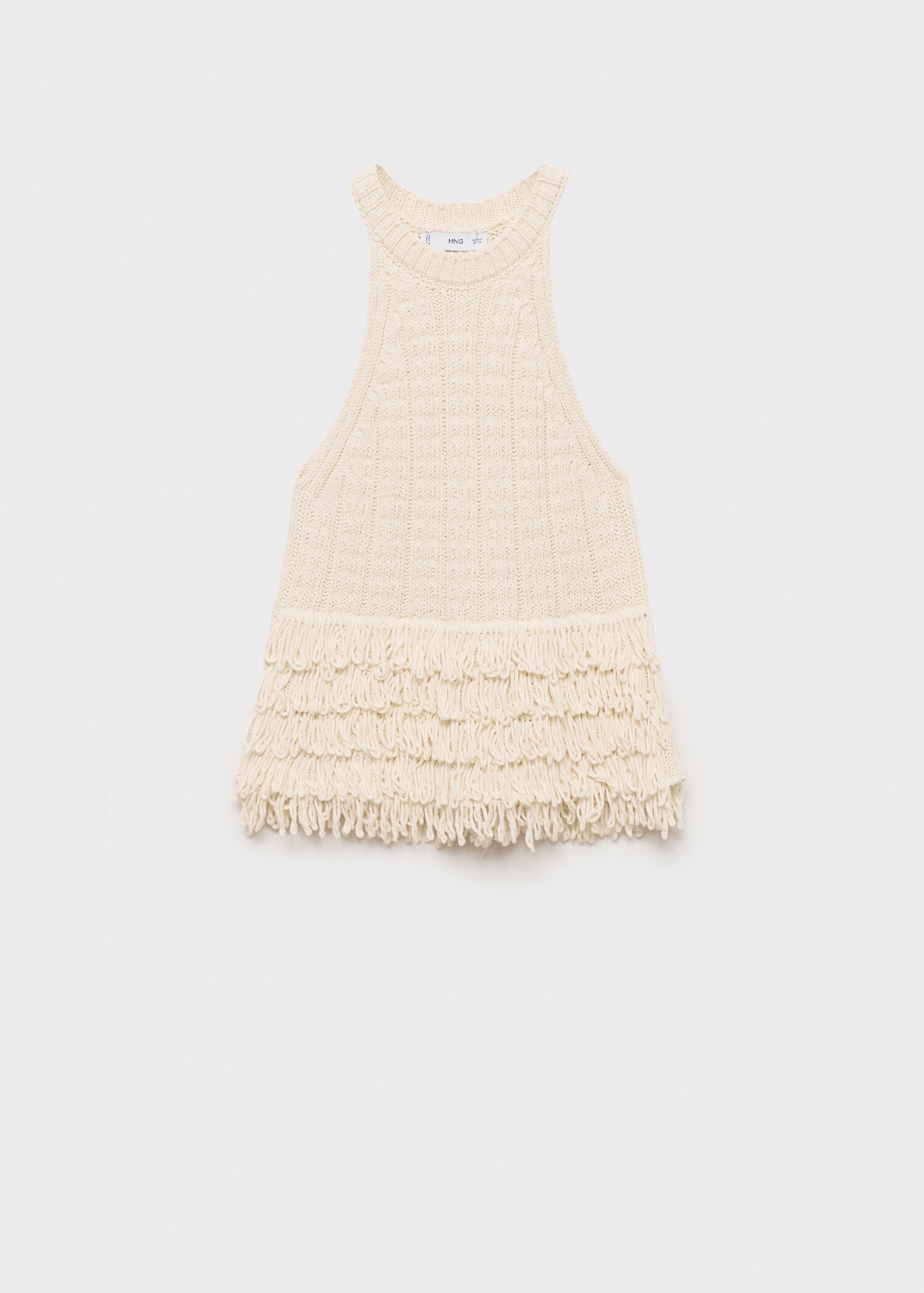 Halter-neck knitted top with fringe detail - Article without model