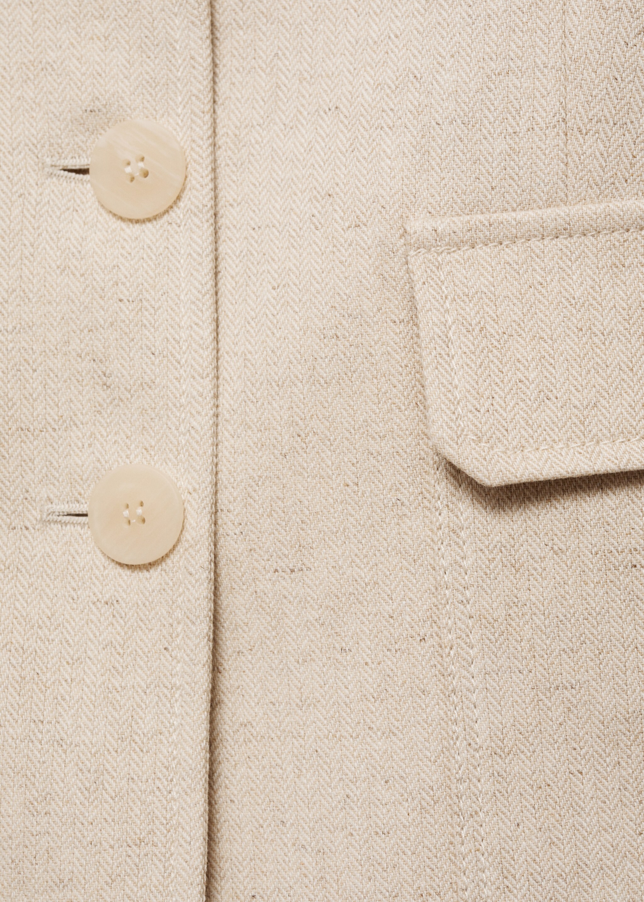 Linen-cotton tailored jacket with pockets - Details of the article 0, Beige. Ref: 77014795-00.
