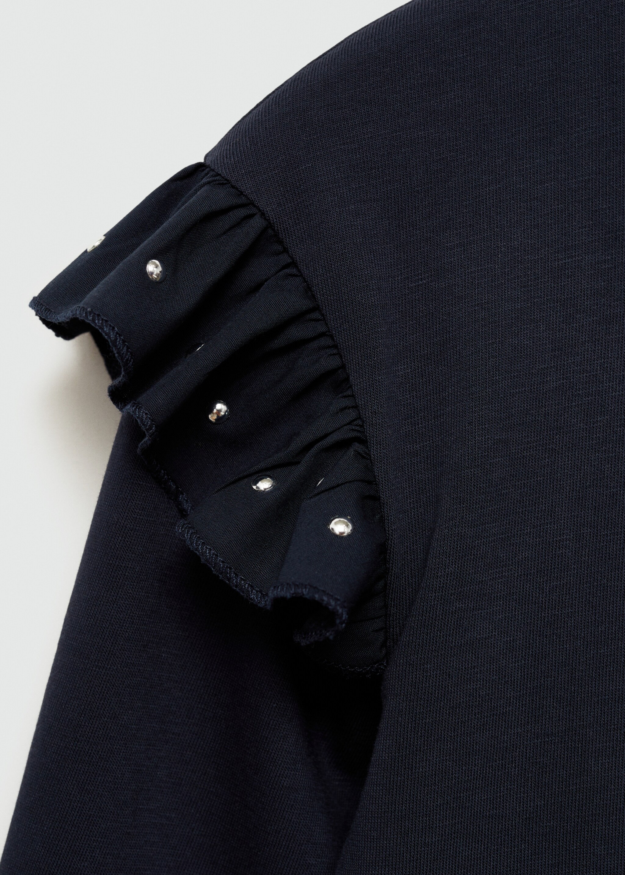 T-shirt with studded ruffles - Details of the article 0, Dark Navy. Ref: 77014801-00.