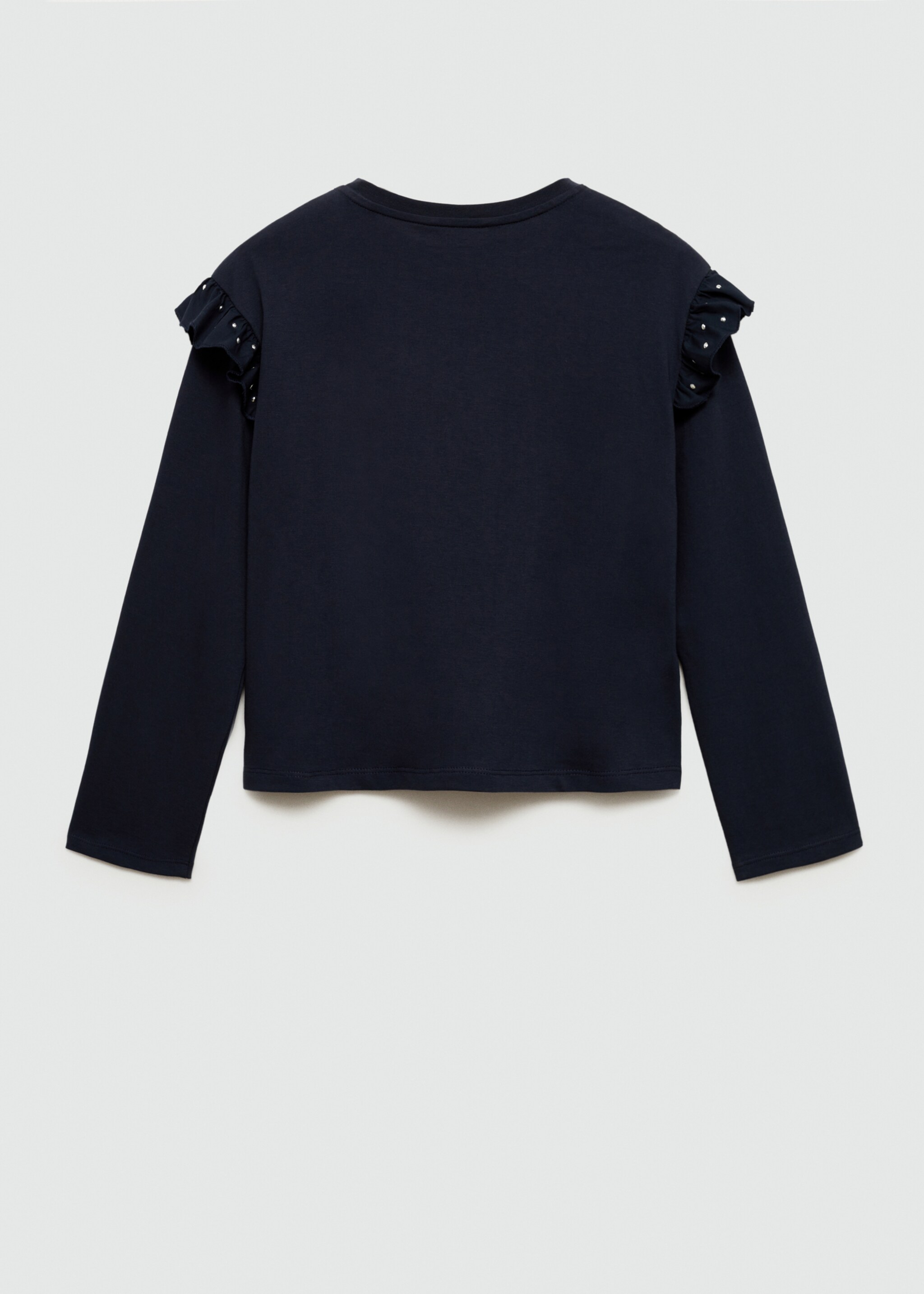 T-shirt with studded ruffles - Reverse of the article, Dark Navy. Ref: 77014801-00.