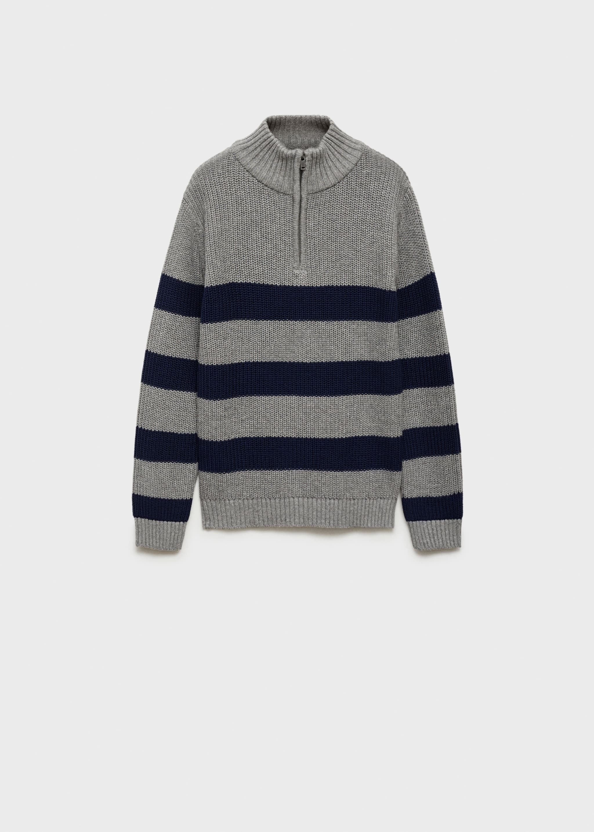 Zip neck jumper - Article without model, Medium Heather Grey. Ref: 77015148-00.