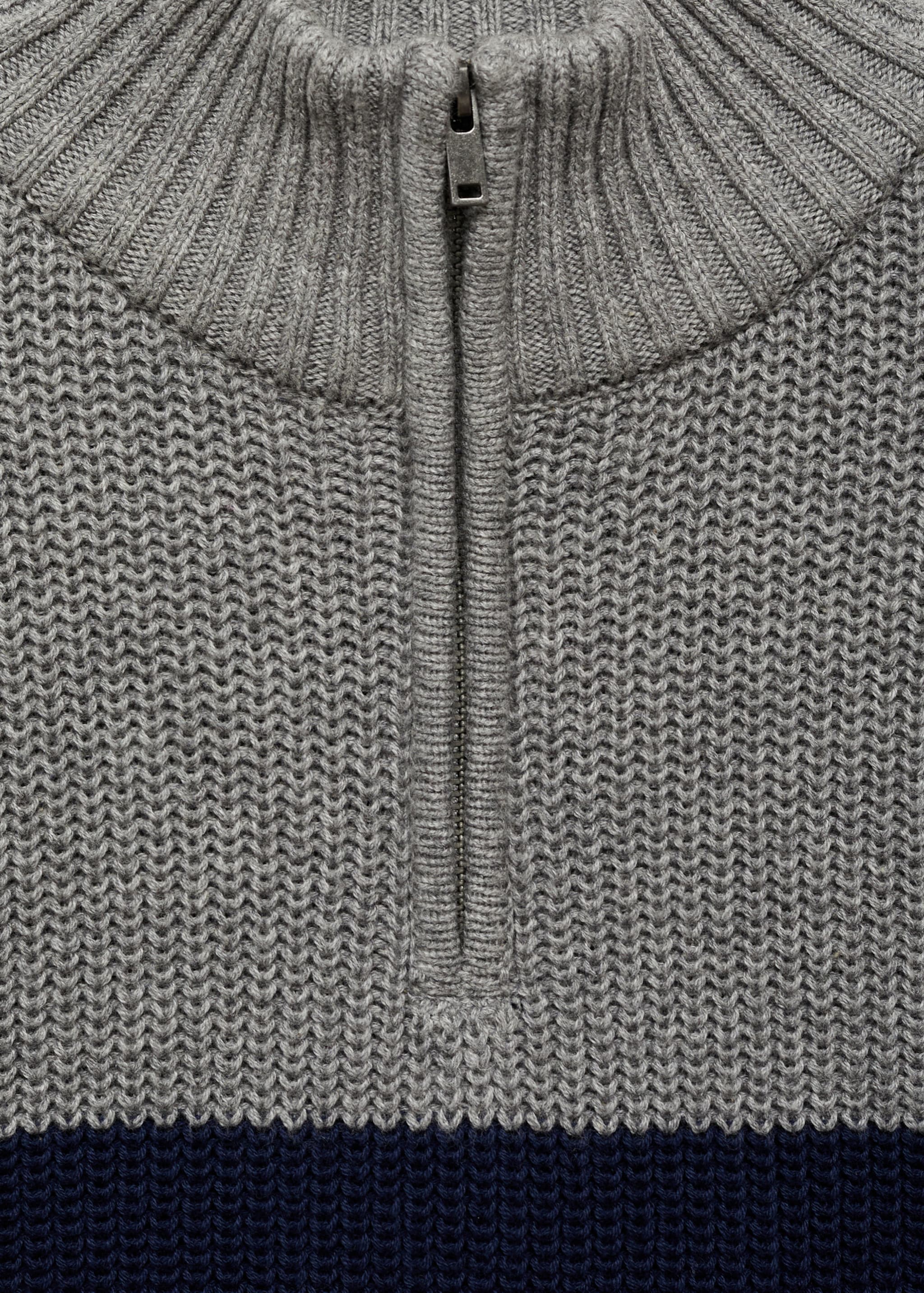 Zip neck jumper - Details of the article 8, Medium Heather Grey. Ref: 77015148-00.