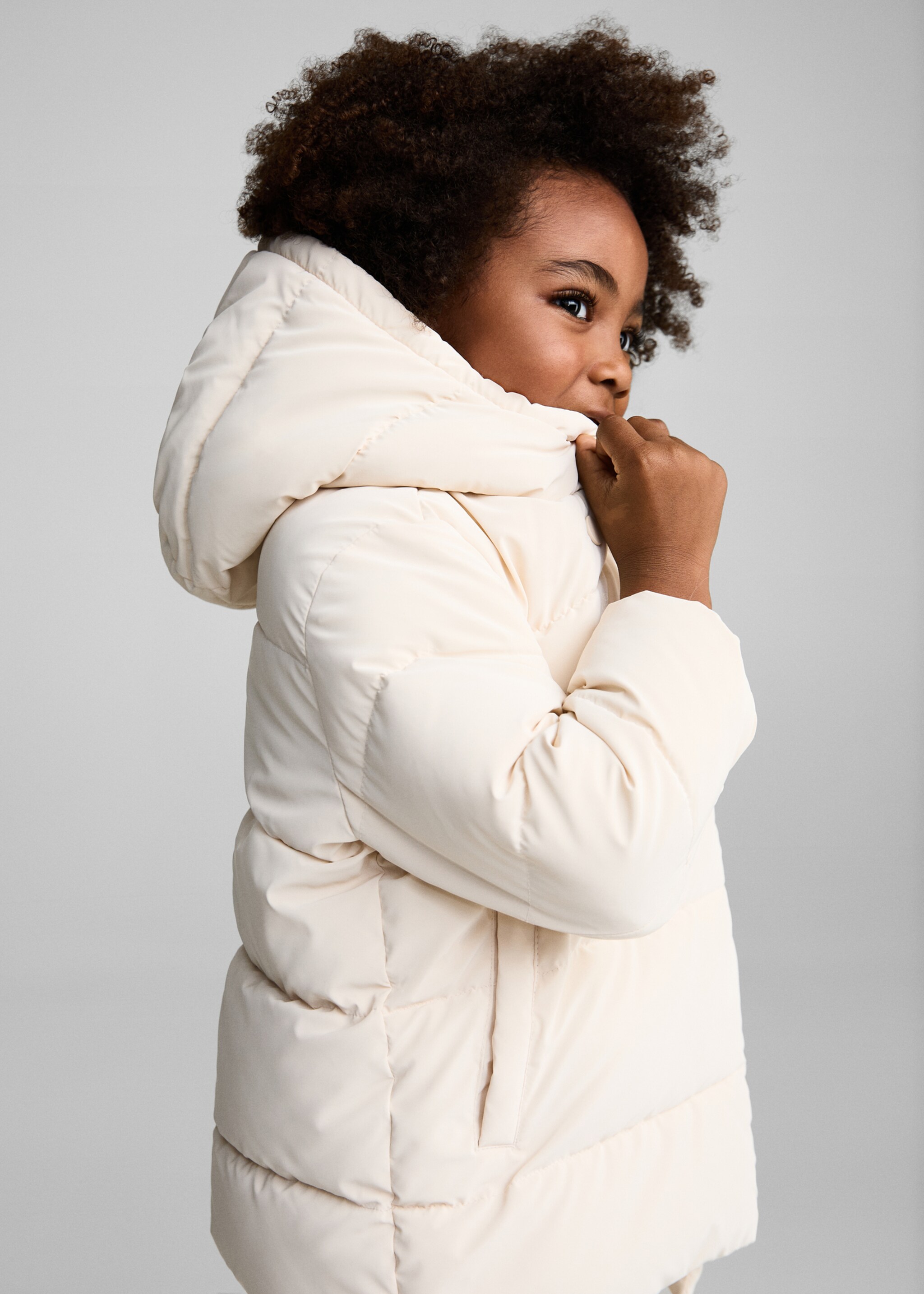 Padded anorak with shearling lining - Medium plane, Ecru. Ref: 77015149-00.
