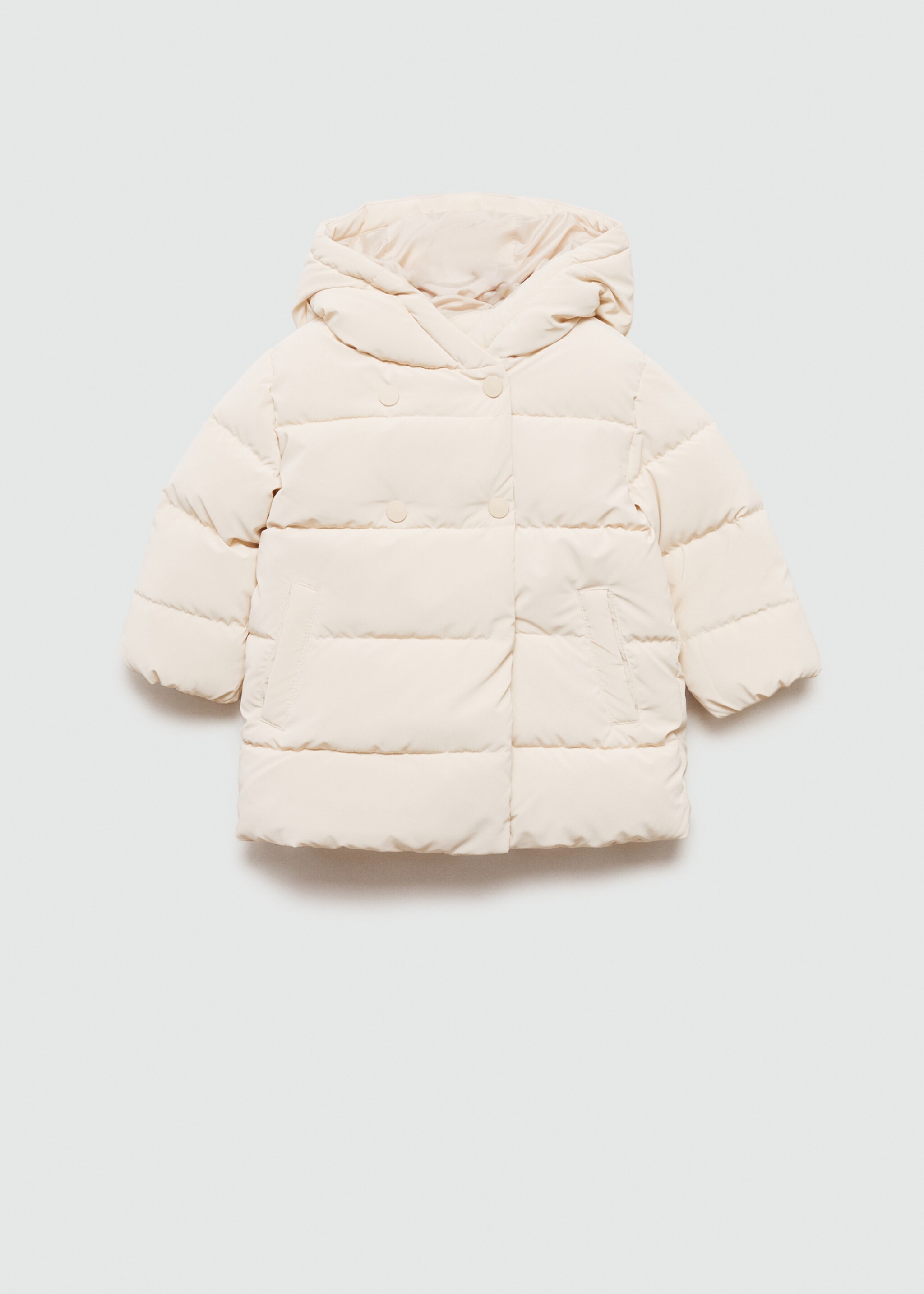 Padded anorak with shearling lining - Article without model, Ecru. Ref: 77015149-00.
