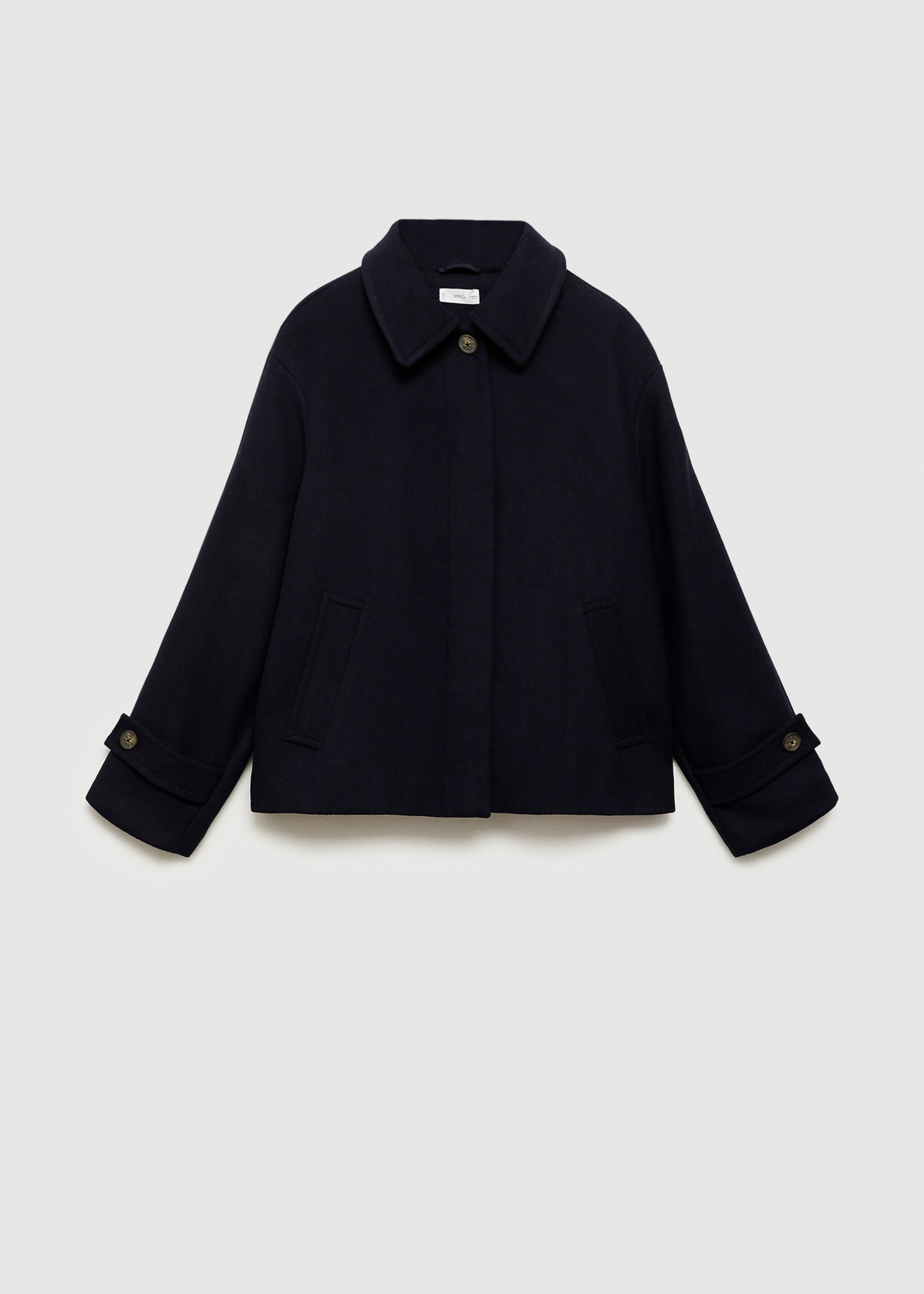 Short cloth coat - Article without model, Dark Navy. Ref: 77015633-00.