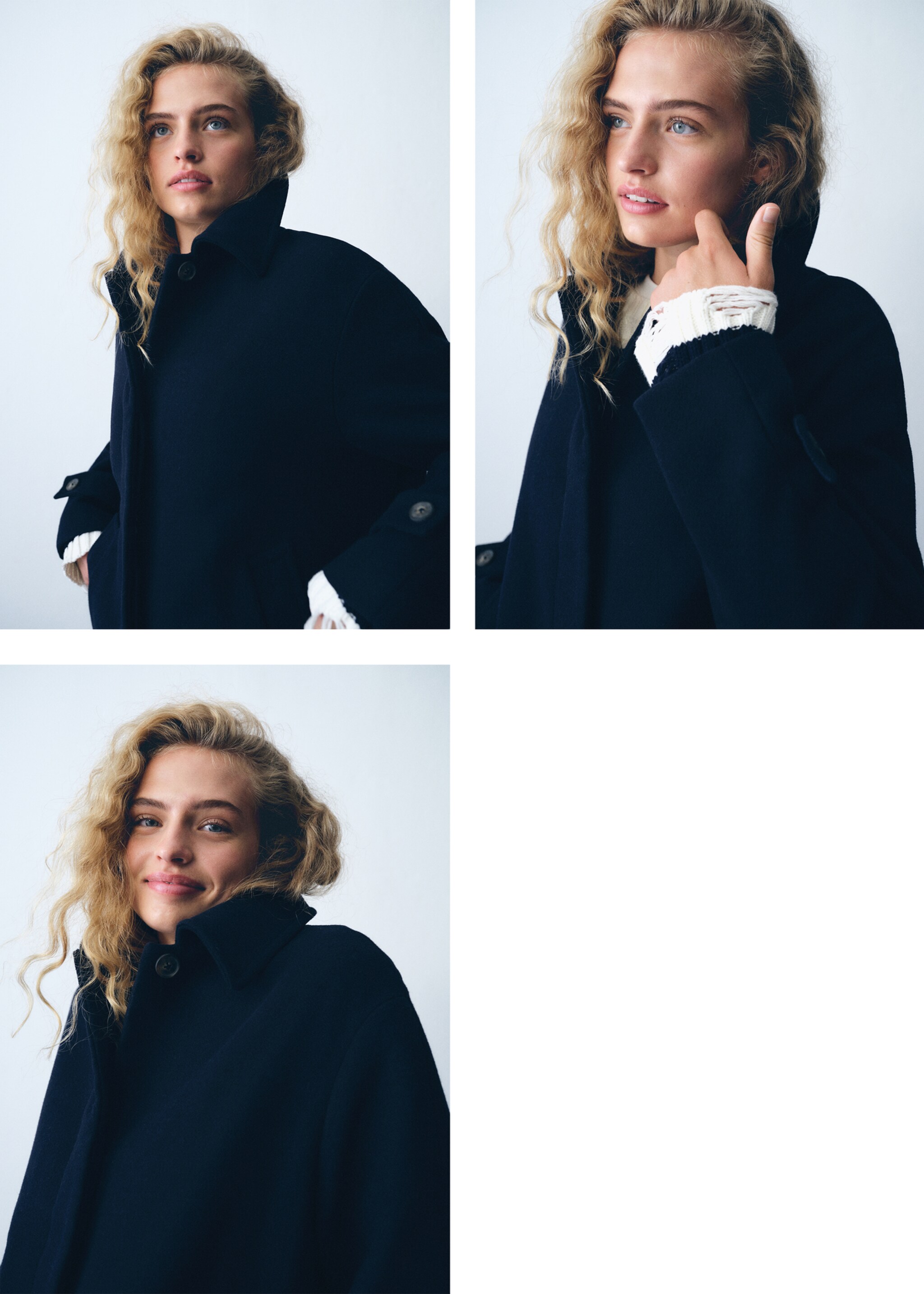 Short cloth coat - Details of the article 5, Dark Navy. Ref: 77015633-00.