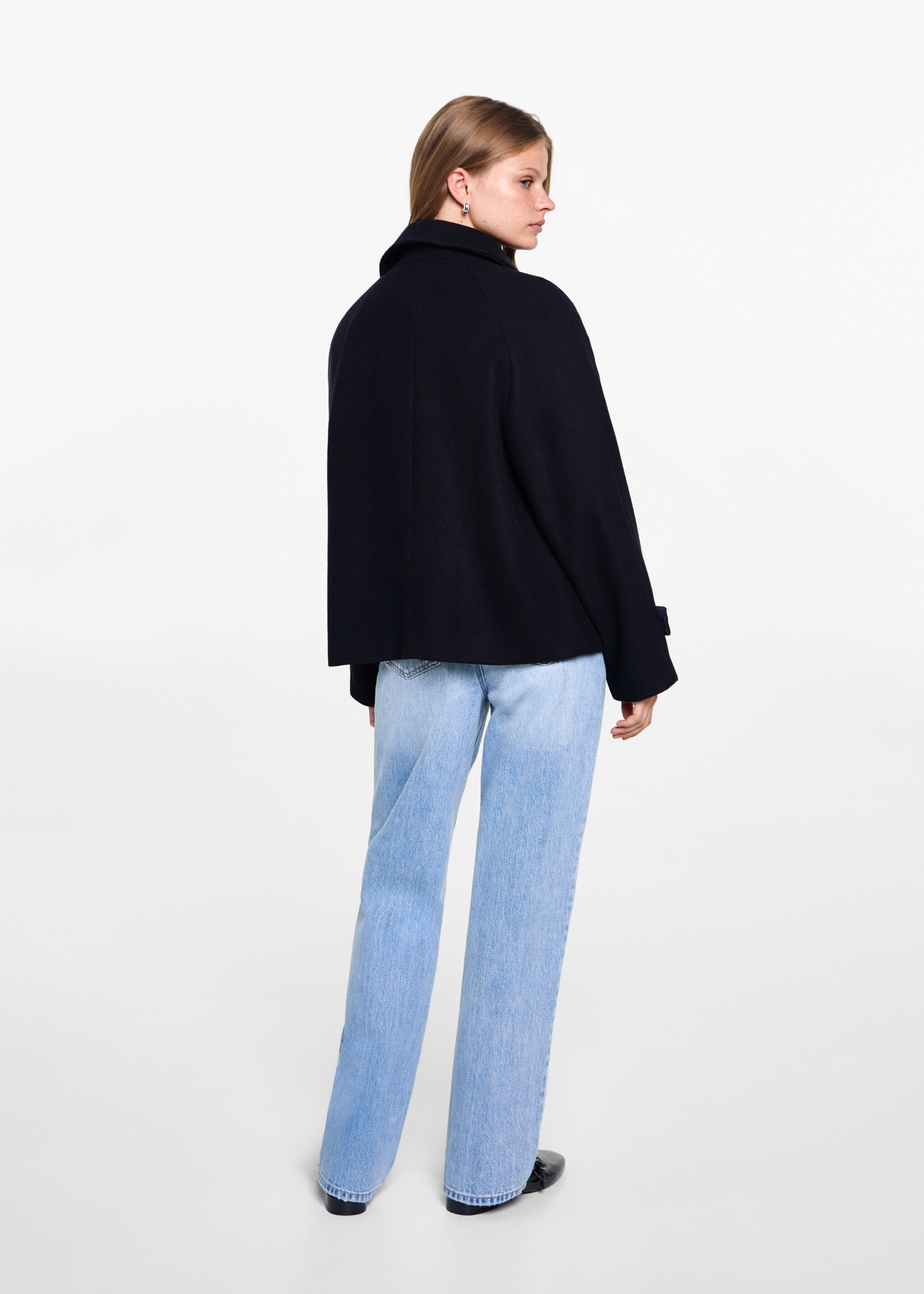 Short cloth coat - Reverse of the article, Dark Navy. Ref: 77015633-00.