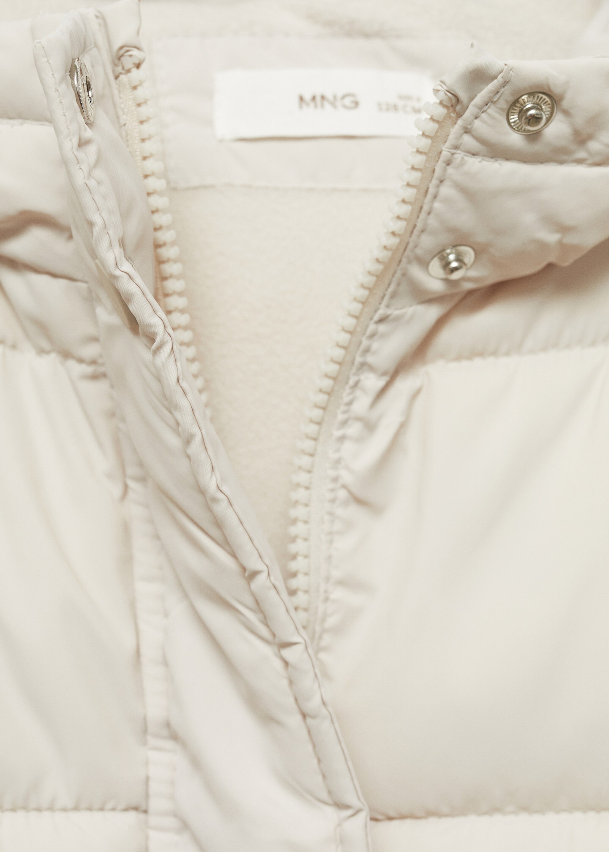 Hood puffer coat - Details of the article 8, Ice Grey. Ref: 77015634-00.