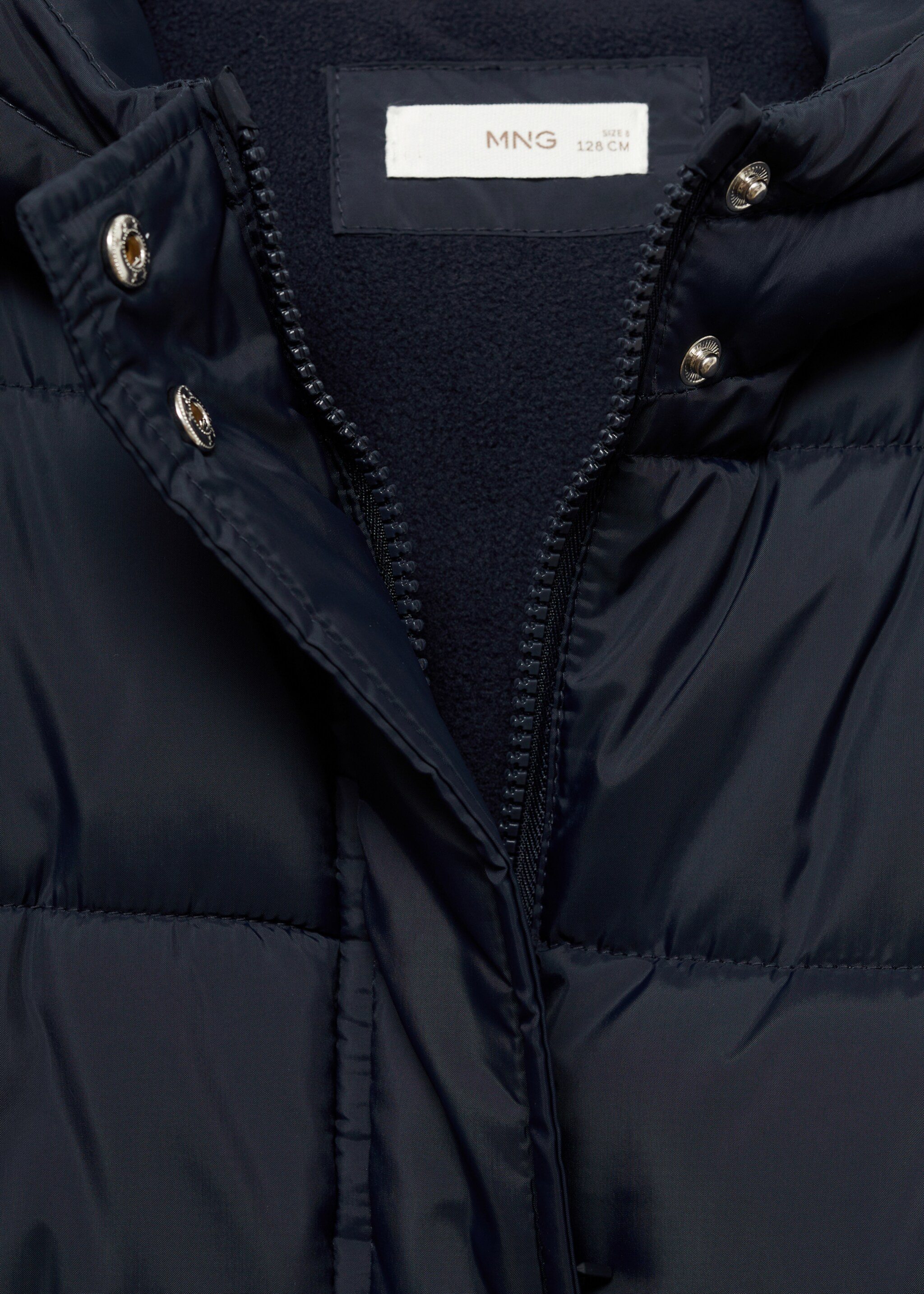 Anorak matelassé avec capuche - Détail de l'article 8, Bleu marine foncé. Ref: 77015634-00.
