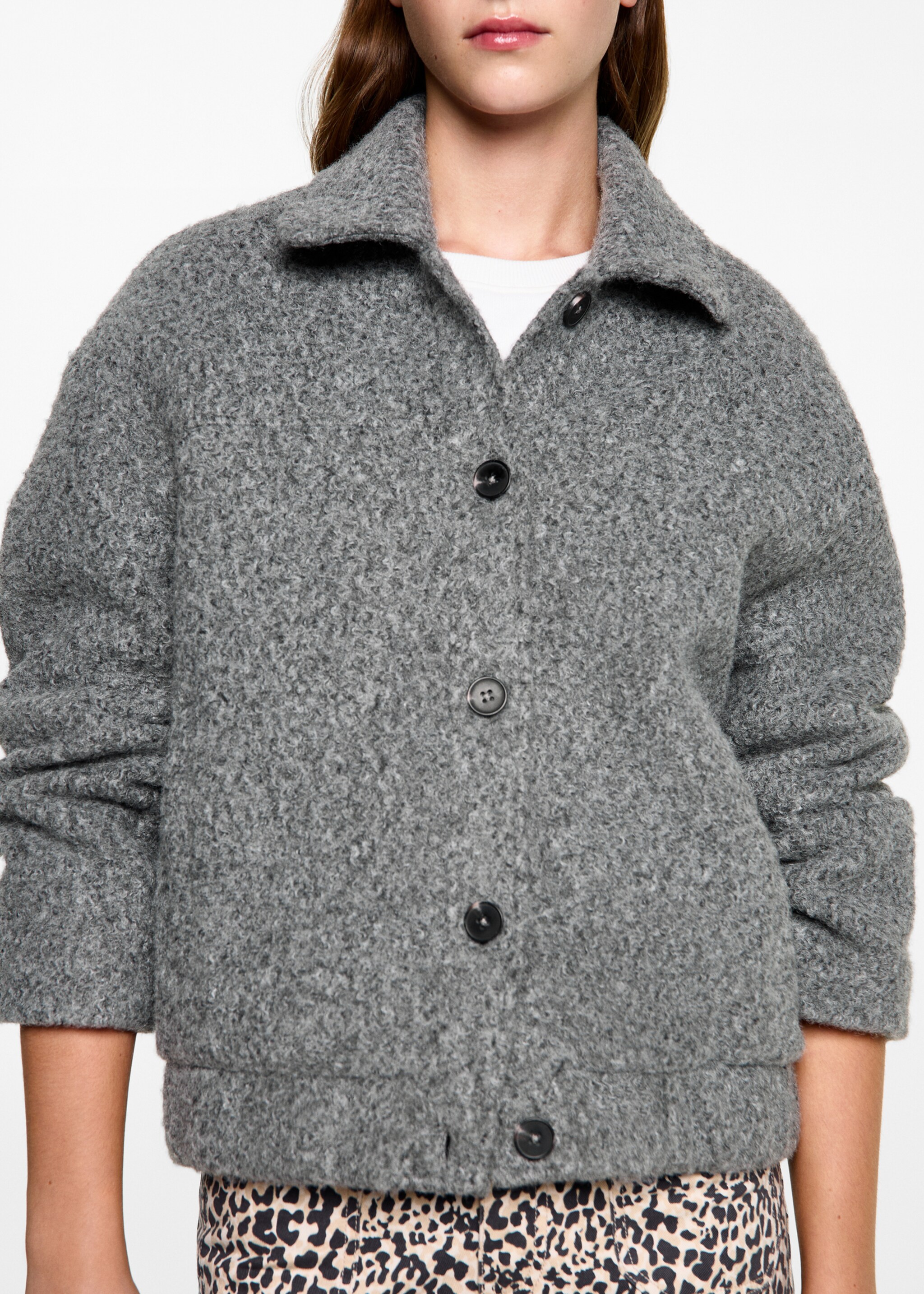Bouclé-Bomberjacke - Detail des Artikels 6, Grau. Ref: 77015635-00.