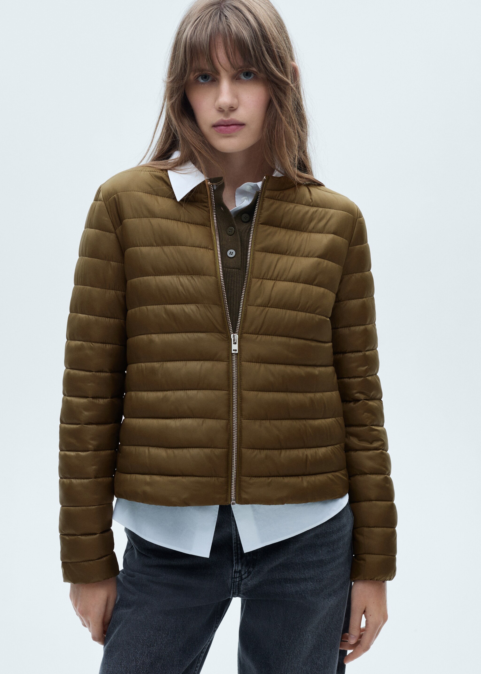 Anorak acolchado bolsillos - Plano medio, Khaki. Ref: 77015636-00.