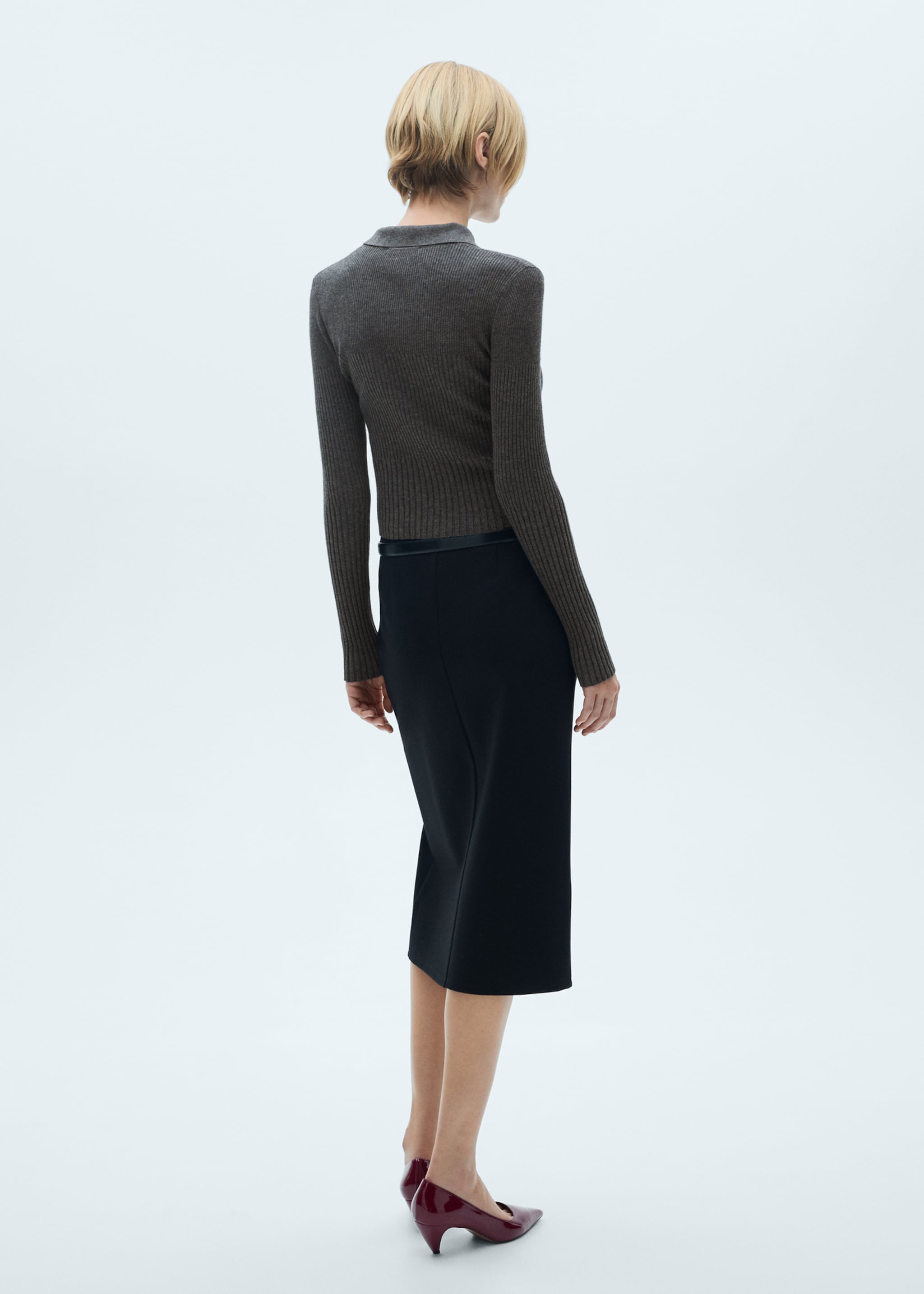 Decorative button sweater - Reverse of the article, Dark Heather Grey. Ref: 77015643-00.