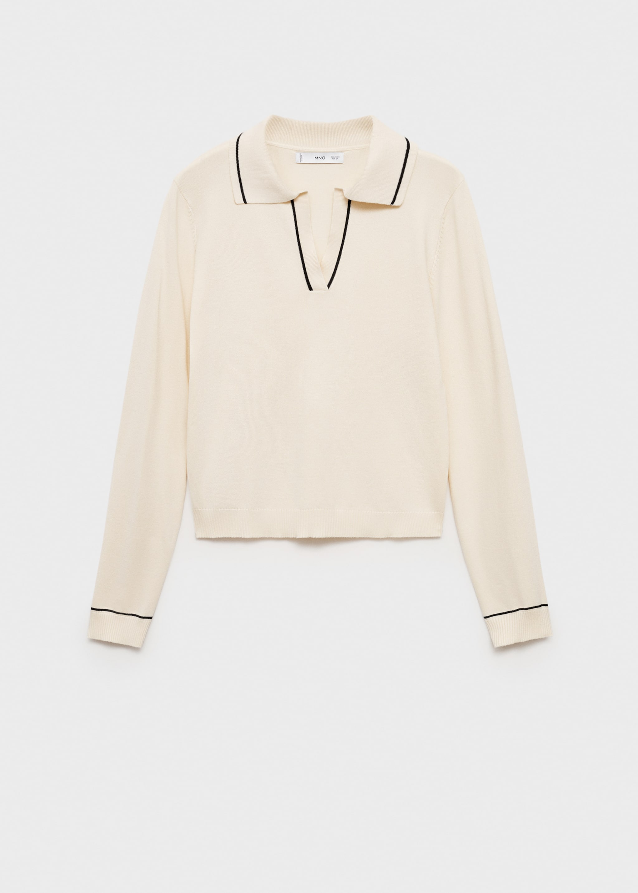 Knitted polo-neck sweater - Article without model, Ecru. Ref: 77015645-00.