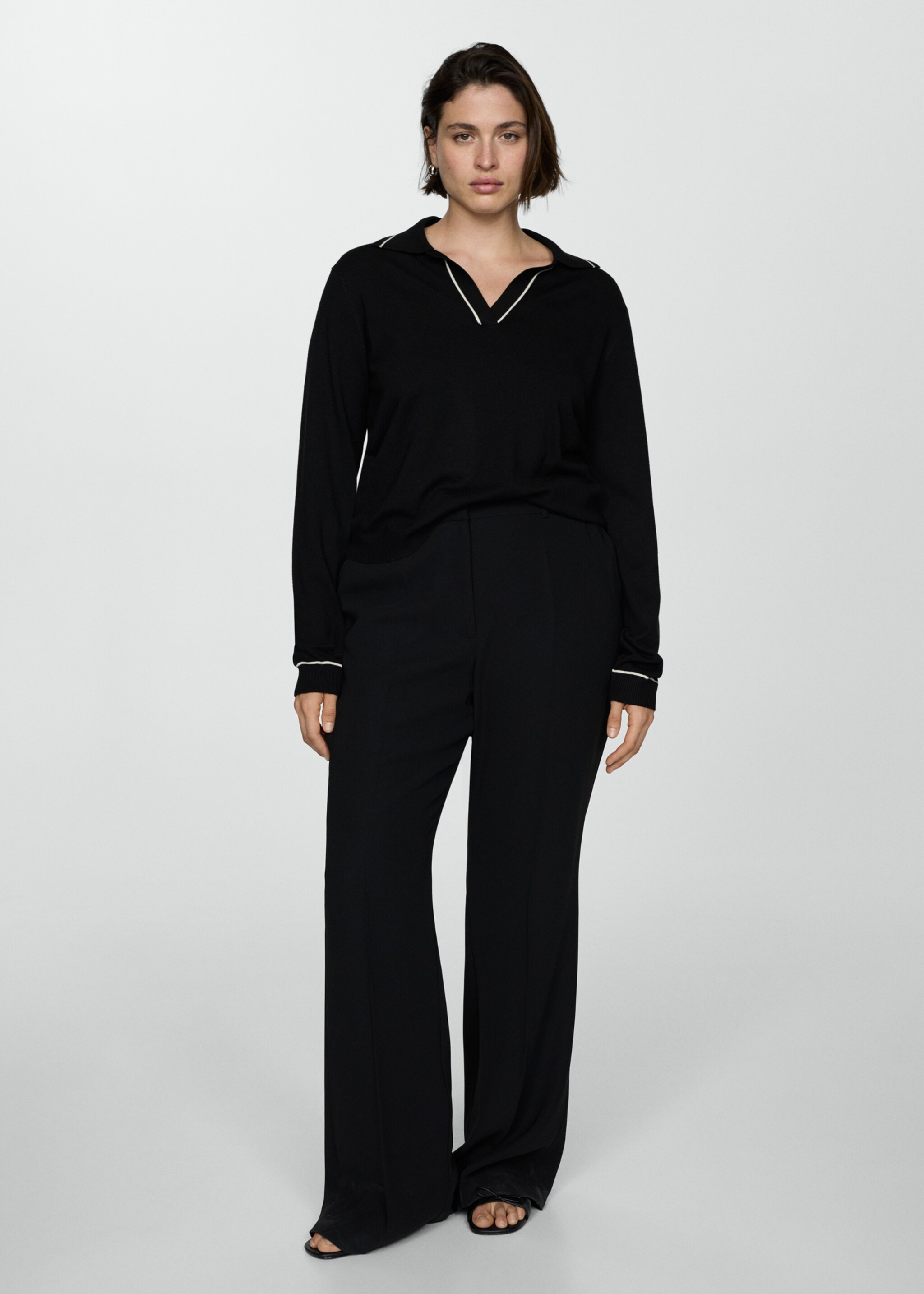 Knitted polo-neck sweater - Details of the article 3, Black. Ref: 77015645-00.