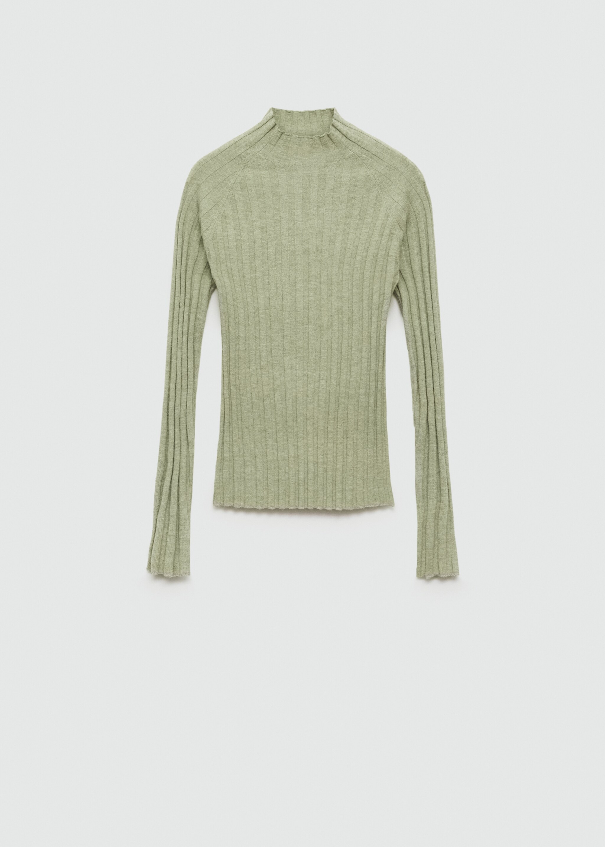 Pulover cu striații și guler perkins - Articol fără model, Verde pastel. Ref: 77015651-00.