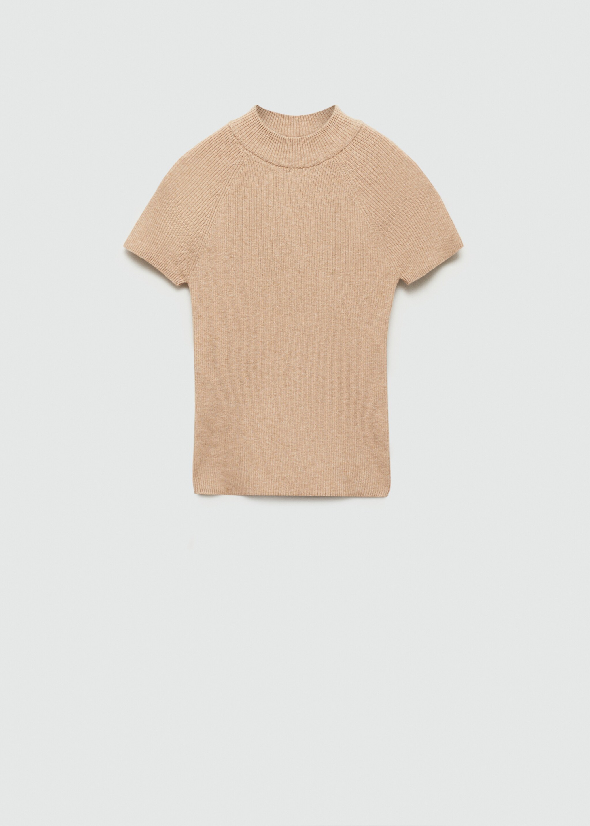 Ribbed t-shirt with perkins neck - Article without model, Light/Pastel Grey. Ref: 77015652-00.