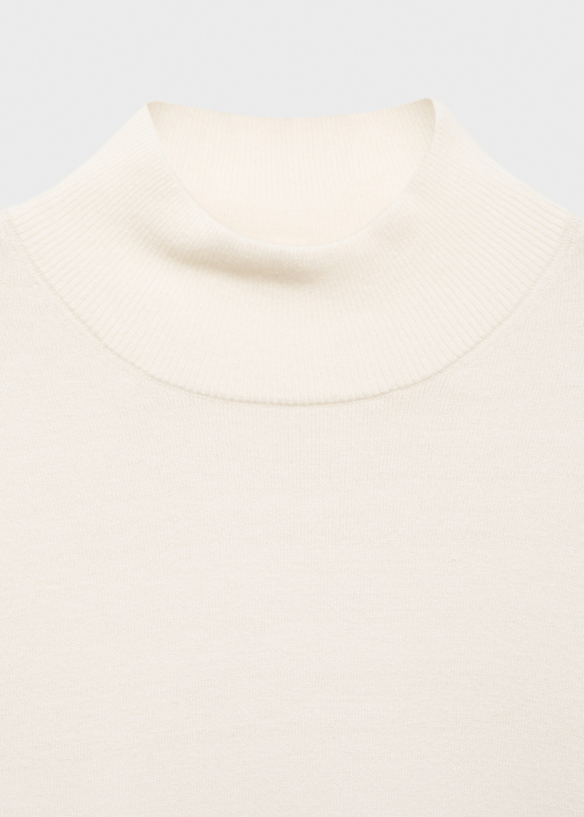 Knitted sweater with perkins neck - Details of the article 8, Ecru. Ref: 77015653-00.