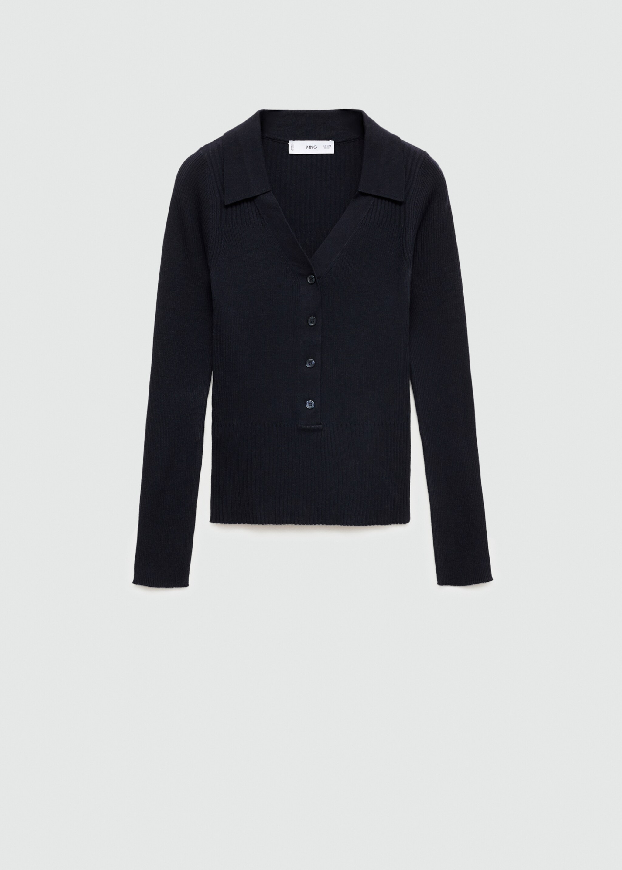 Ribbed sweater with buttons - Article without model, Dark Navy. Ref: 77015658-00.