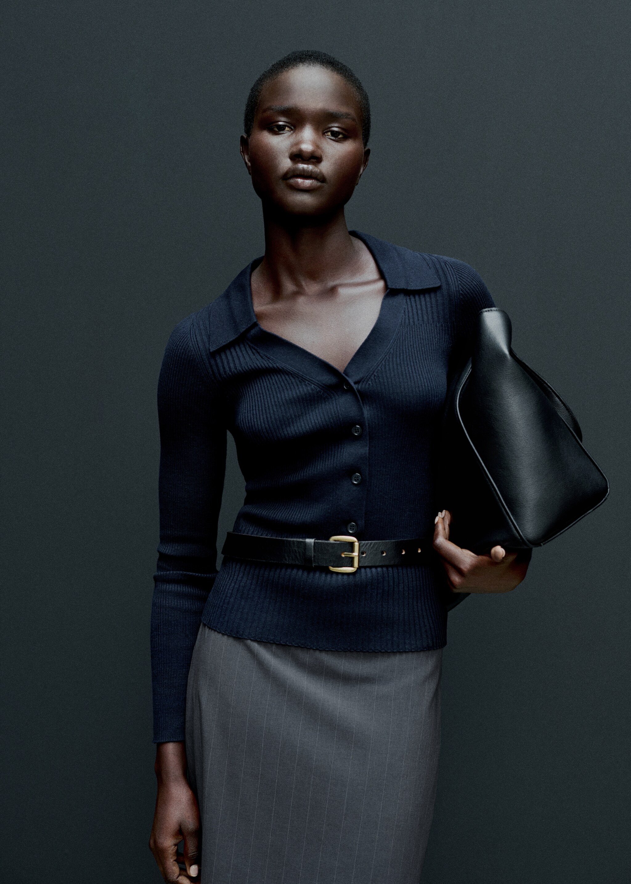Ribbed sweater with buttons - Details of the article 6, Dark Navy. Ref: 77015658-00.