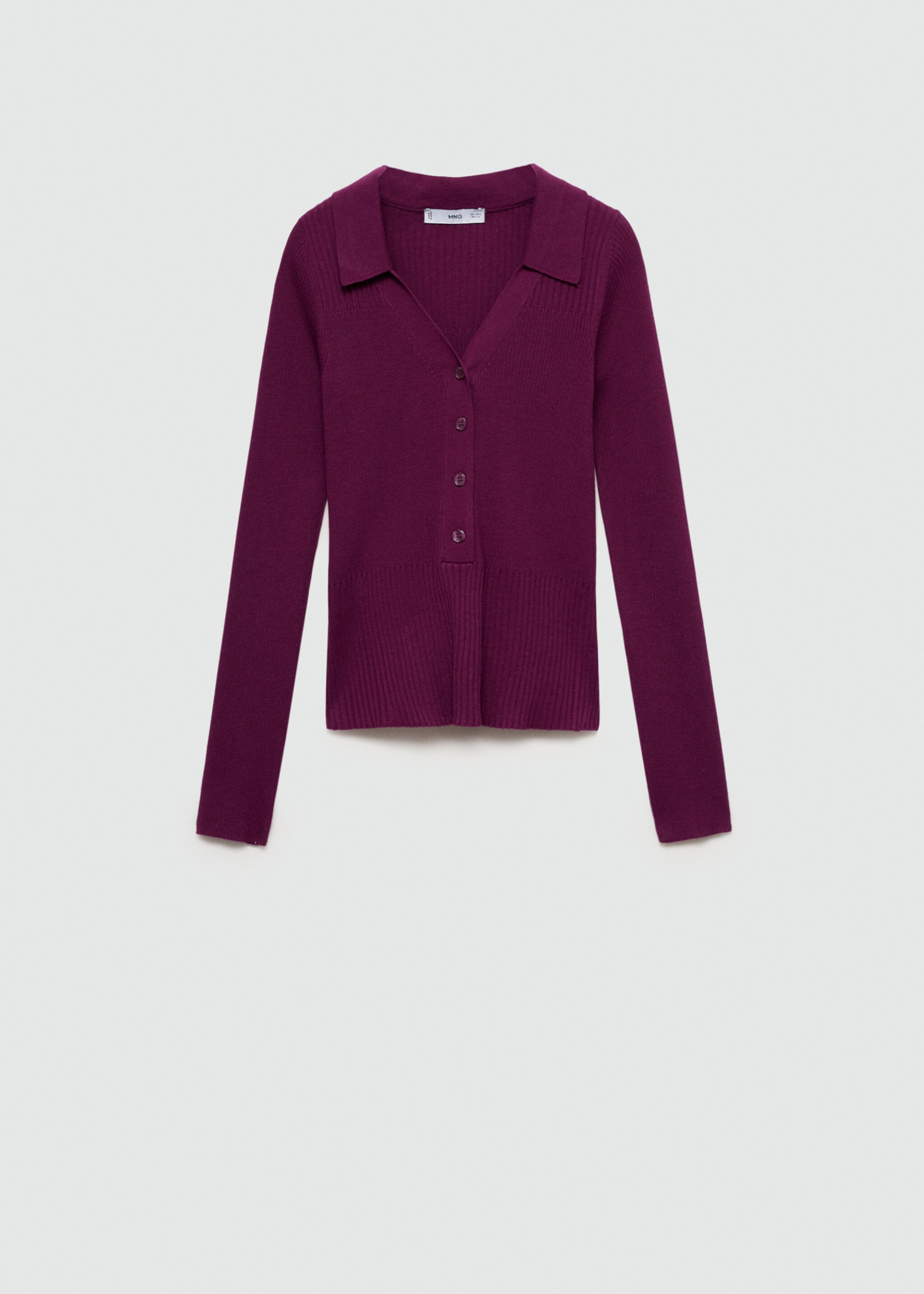 Ribbed sweater with buttons - Article without model, Wine. Ref: 77015658-00.