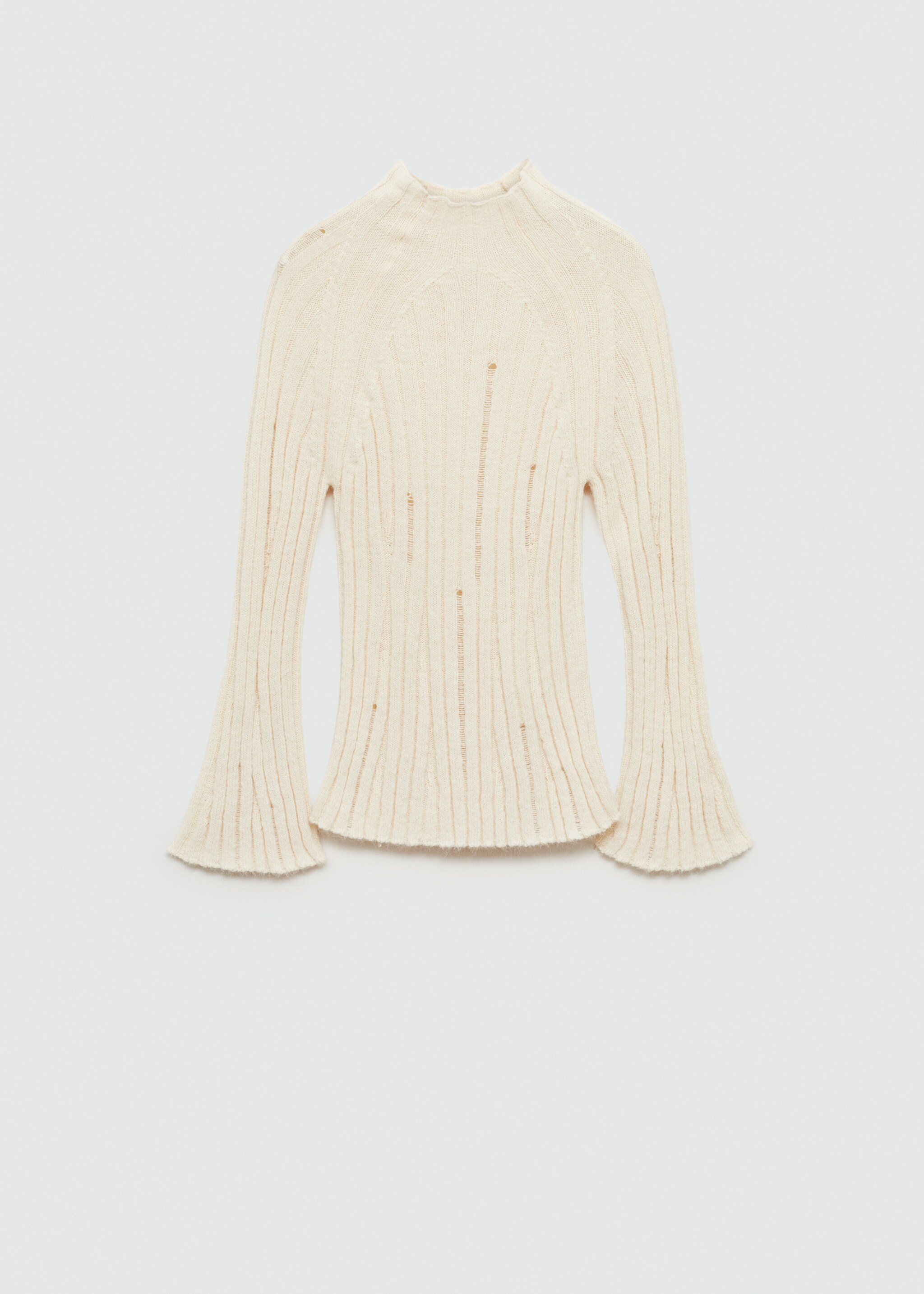 Geribde trui met ajourwerk - Artikel zonder model, Ecru. Ref: 77015667-00.