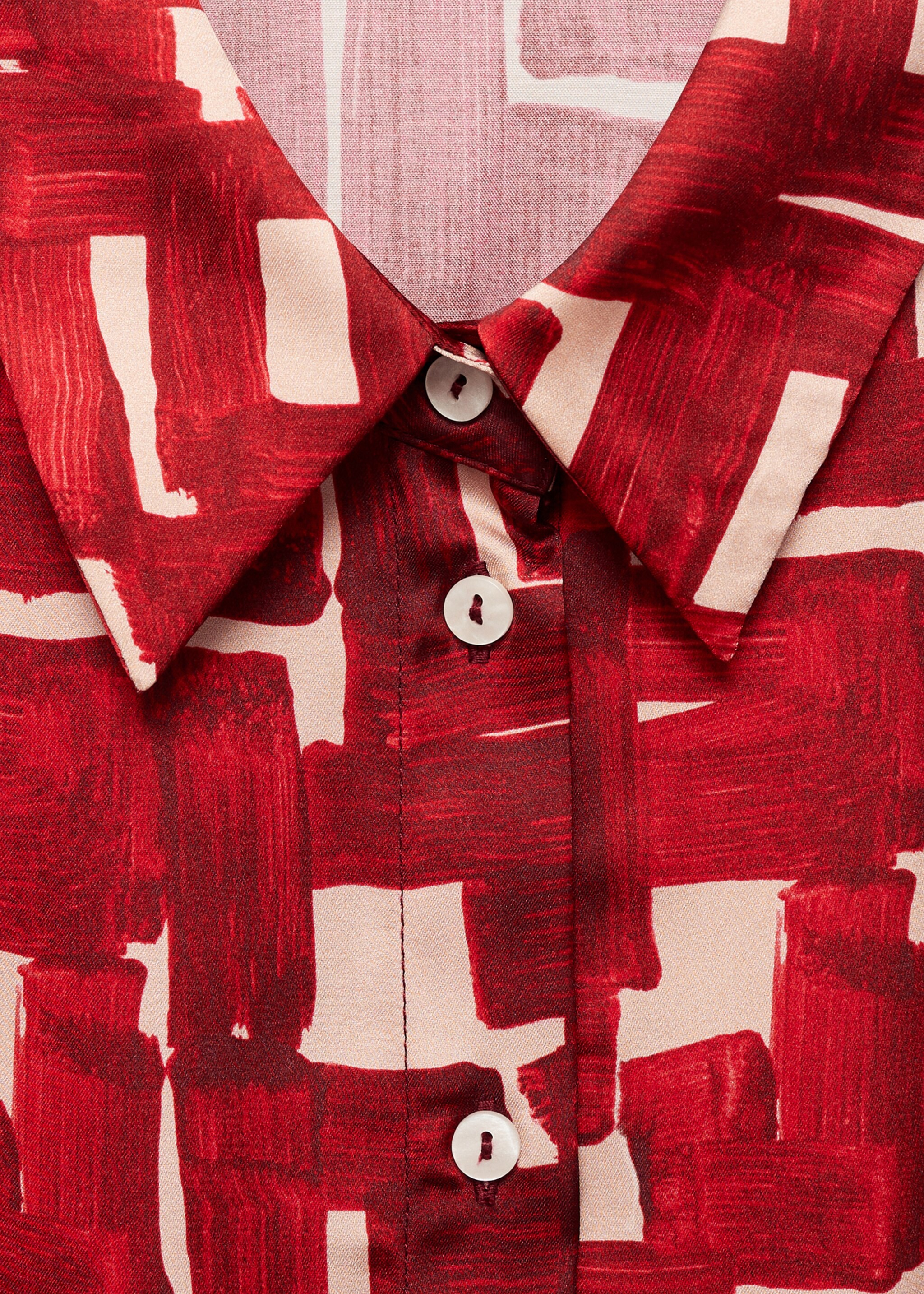 Bedrucktes Hemdkleid - Detail des Artikels 8, Granatrot. Ref: 77015673-00.