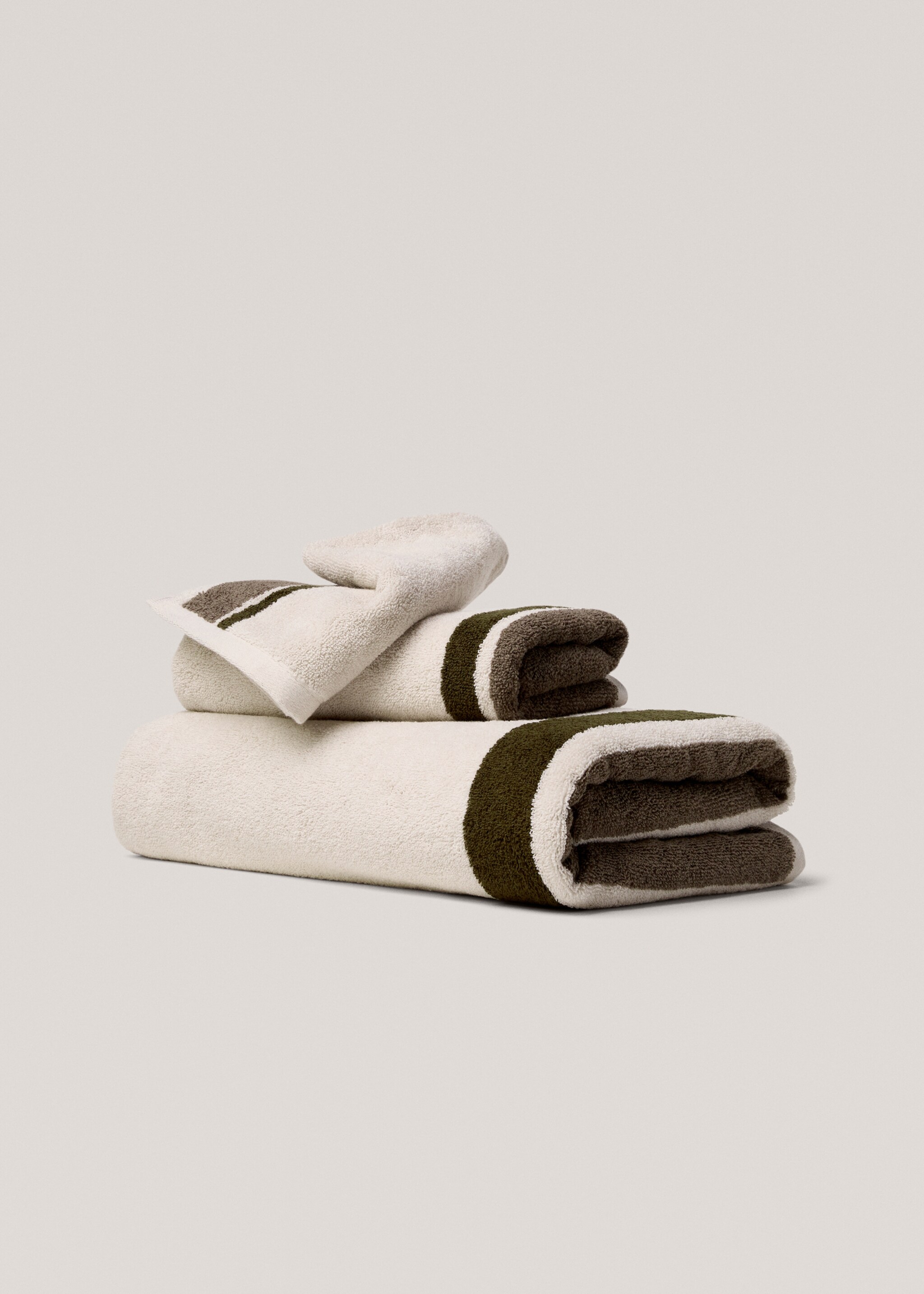 Tovallola lavabo 100% cotó ratlles 50x90cm - Article sense model, Beige. Ref: 77015679-00.