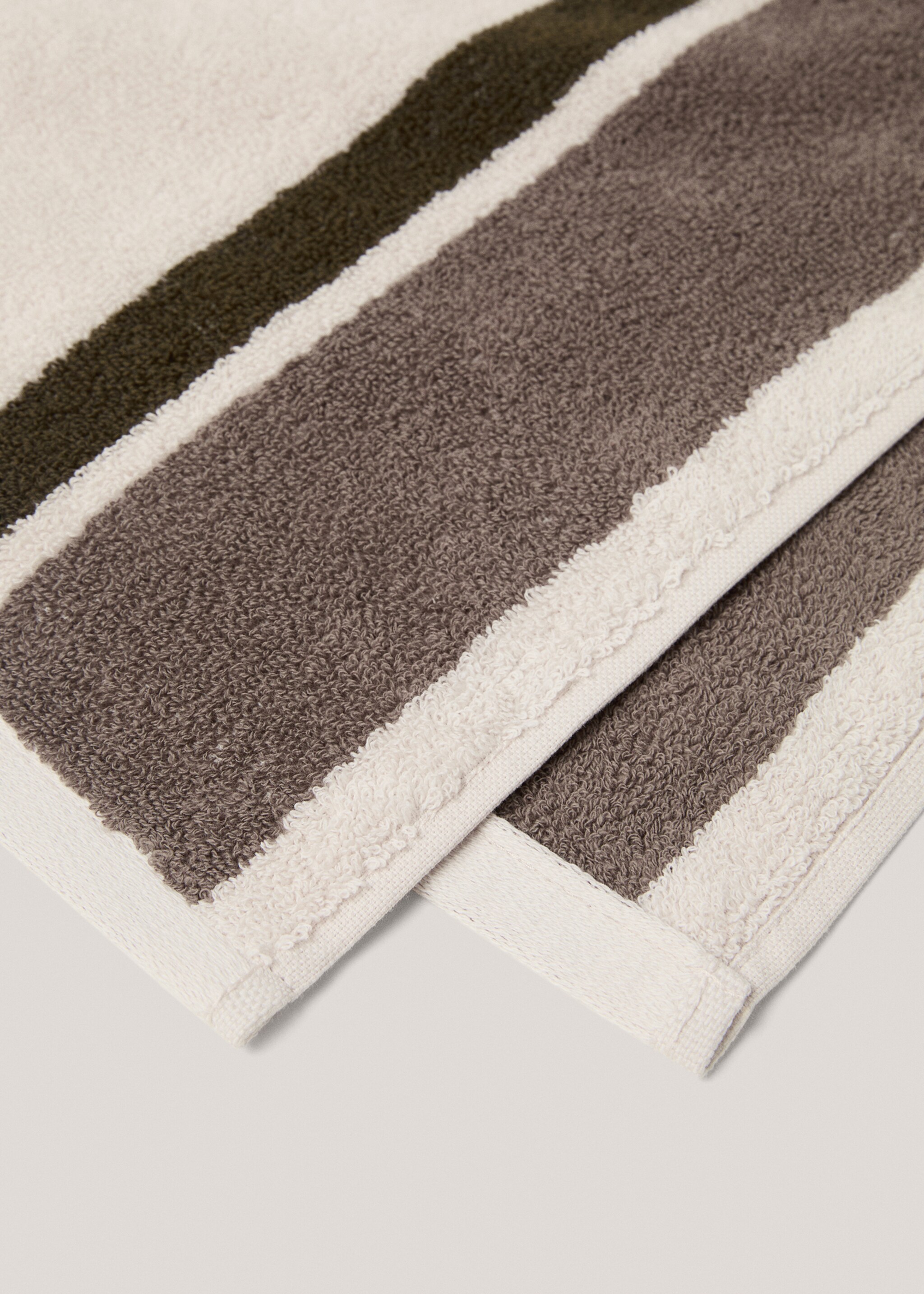 Tovallola lavabo 100% cotó ratlles 50x90cm - Detall de l'article 1, Beige. Ref: 77015679-00.