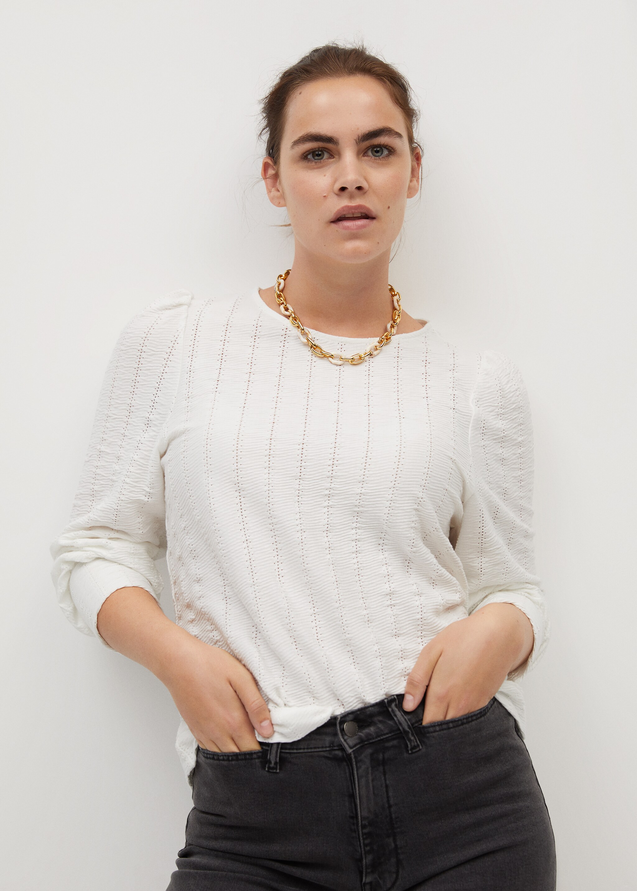 Openwork details T-shirt - Medium plane
