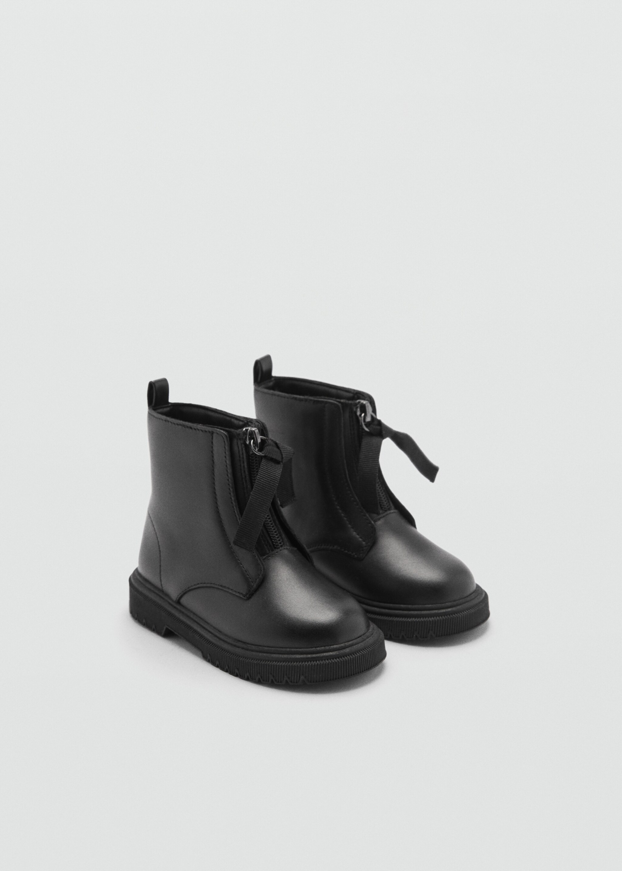 Flat leather ankle boots - Medium plane, Black. Ref: 77015972-00.