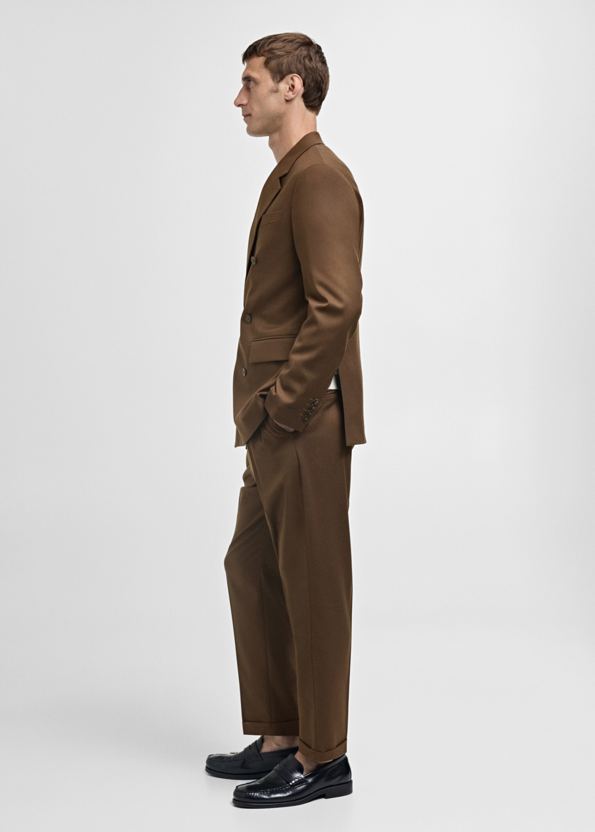 Slim-fit suit trousers - Details of the article 2, Brown. Ref: 77015975-00.
